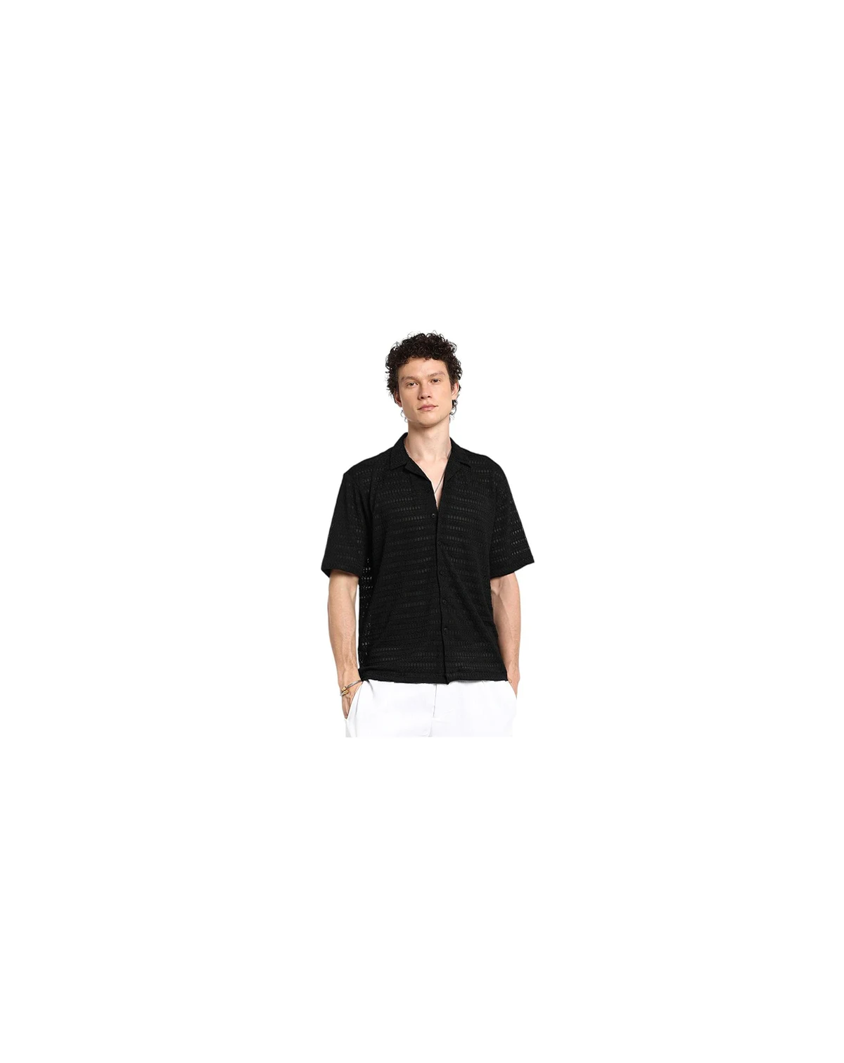 Men's Midnight Black Marquise-Knit Shirt