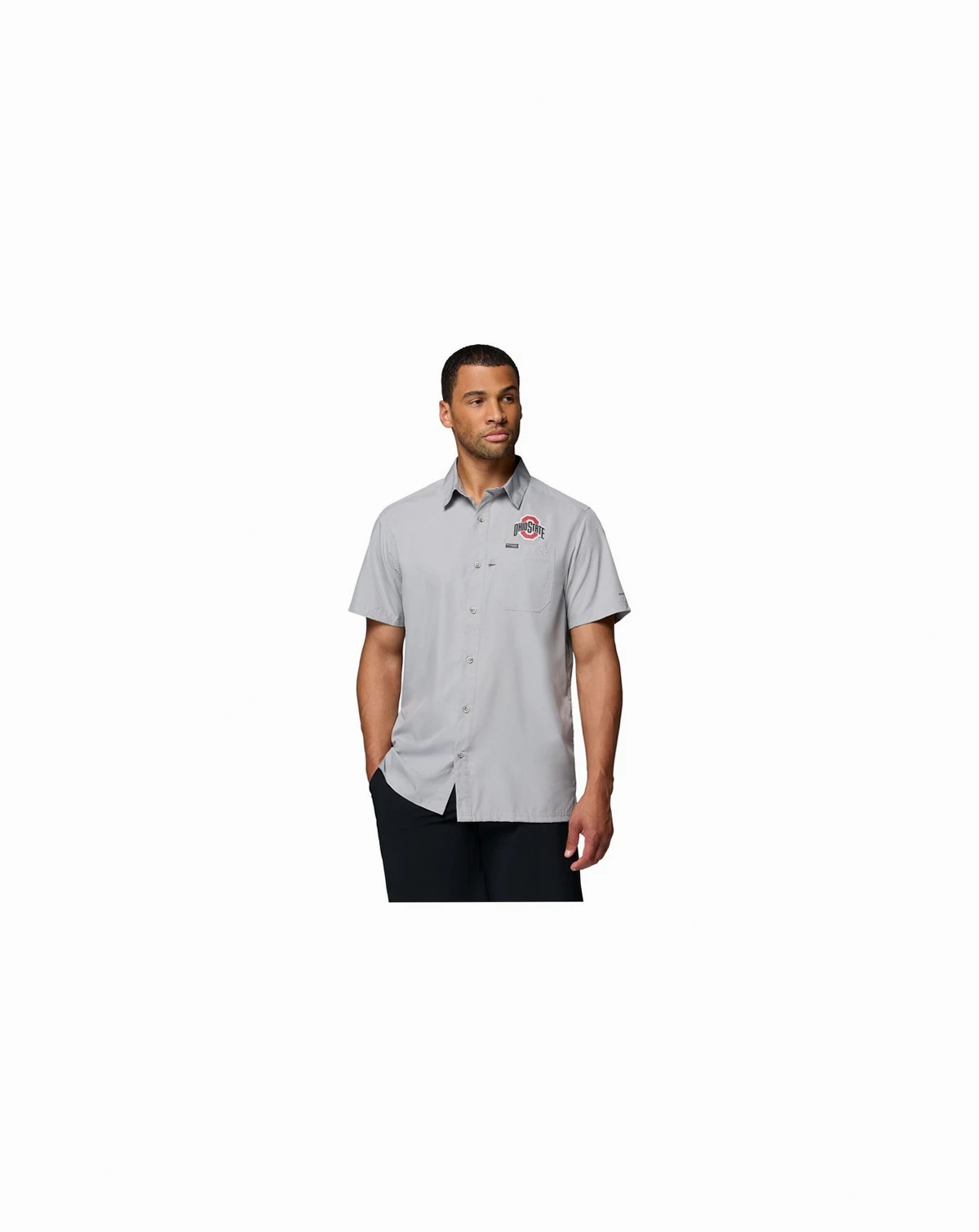 Men's Gray Ohio State Buckeyes Slack Tide Camp Button-Up Shirt