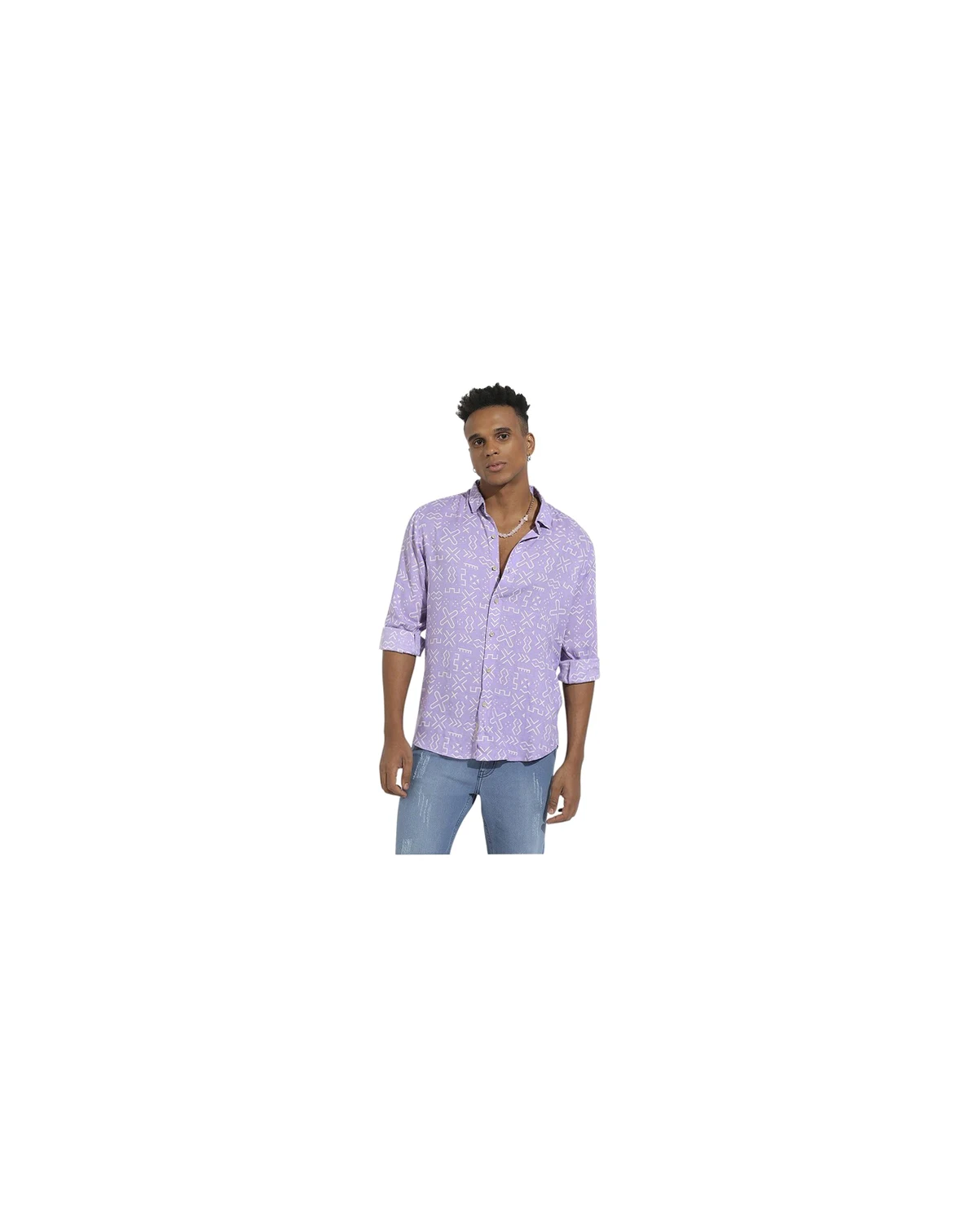 Men's Lavender Minimal Aztec Shirt