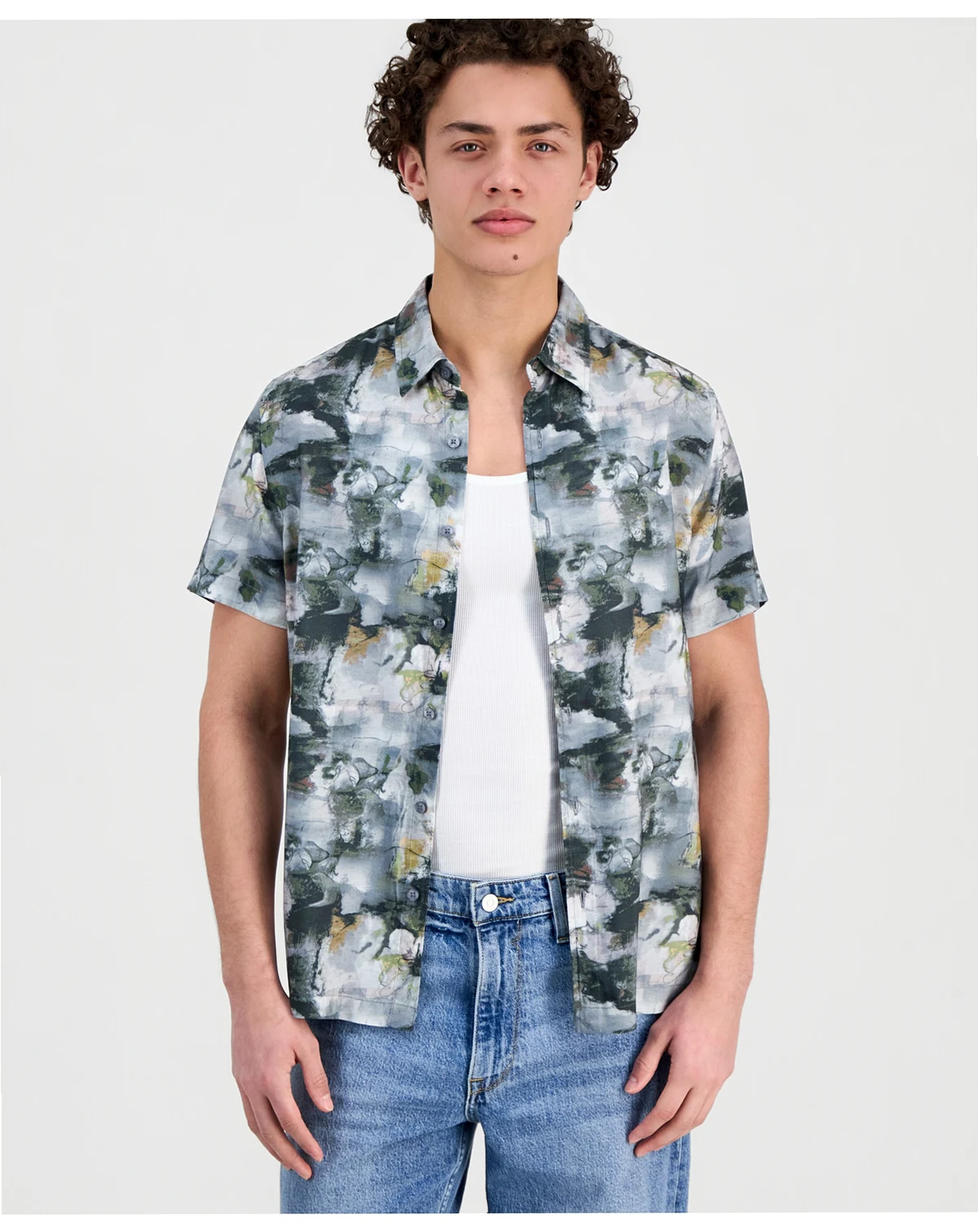 Men's Abstract-Print Short-Sleeve Shirt