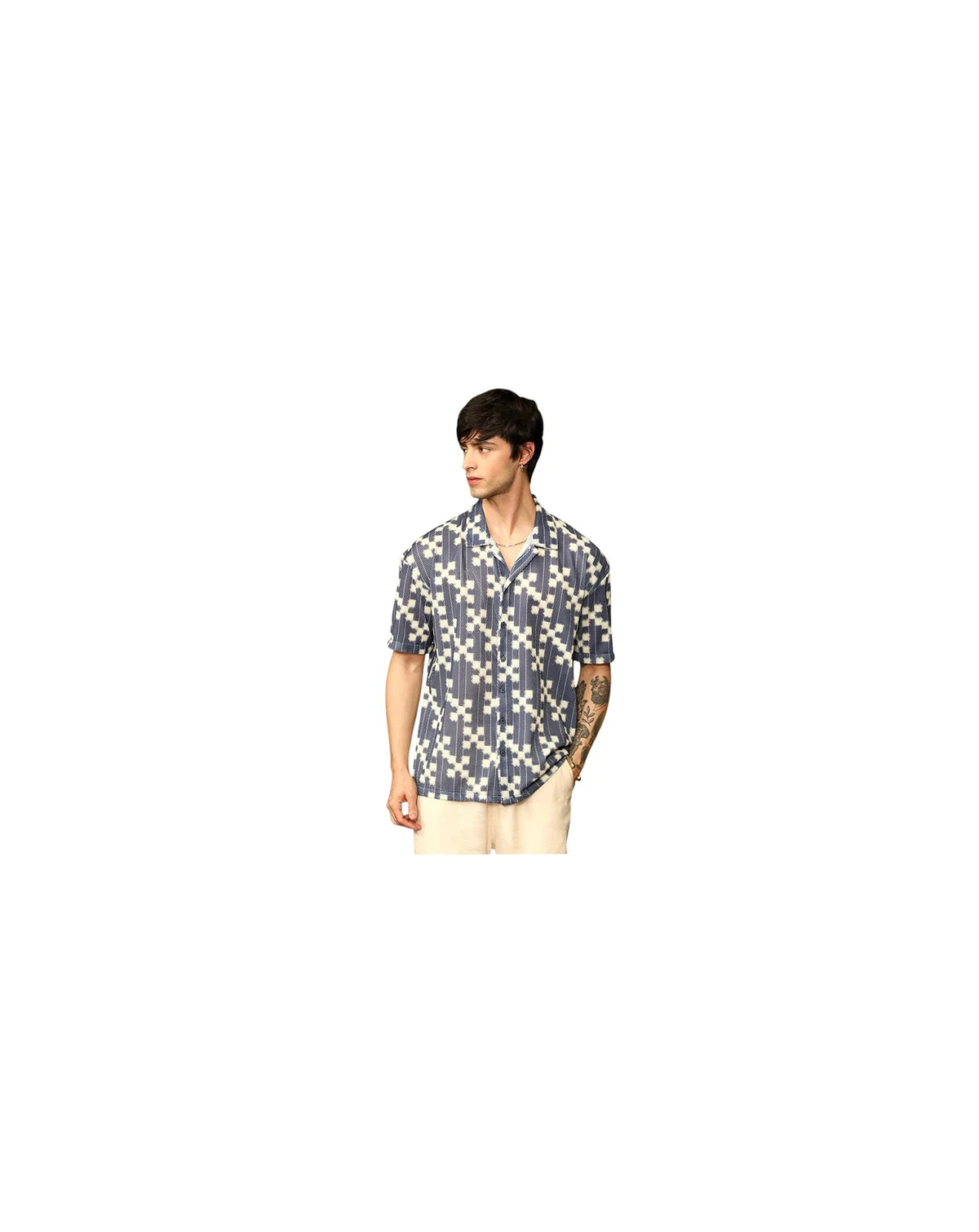 Men's Dice Mesh Oversized Shirt