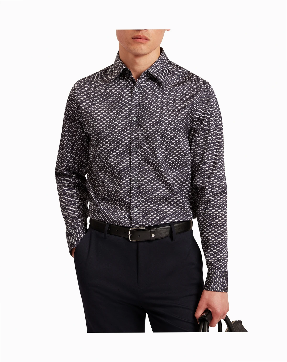 Men's Agnar Regular Fit Wave Geometric Print Shirt
