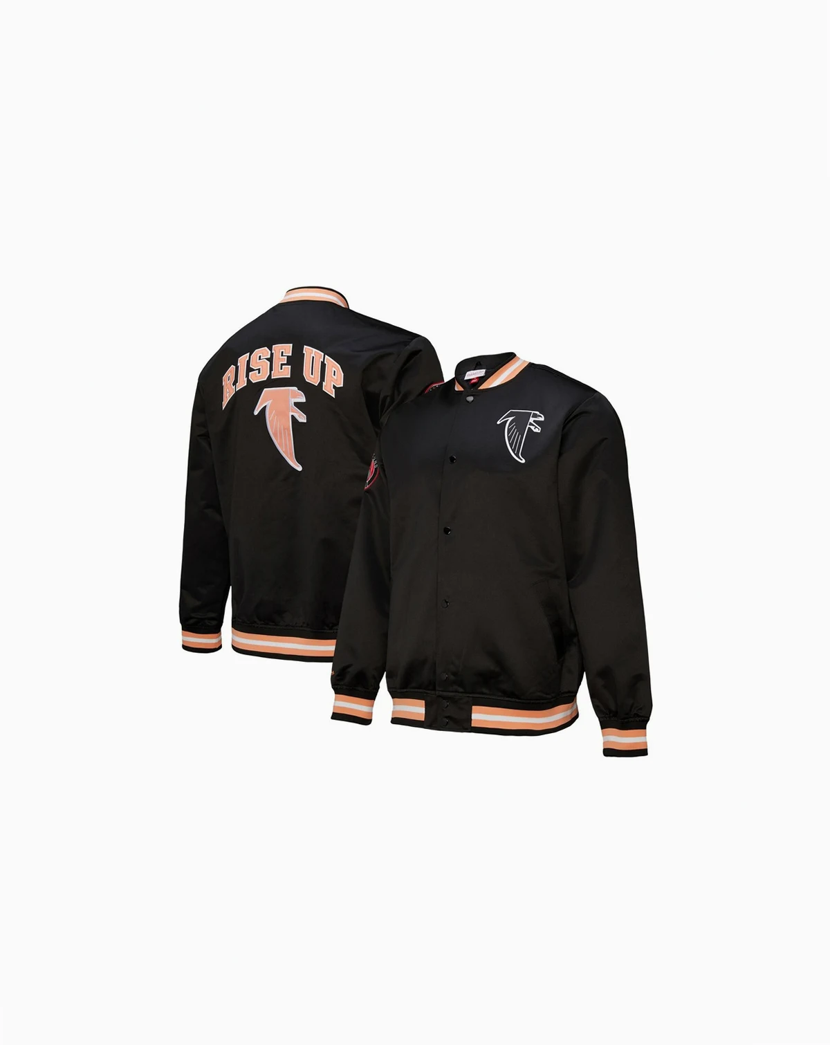 Men's Black Atlanta Falcons Double Down Satin Full-Snap Jacket