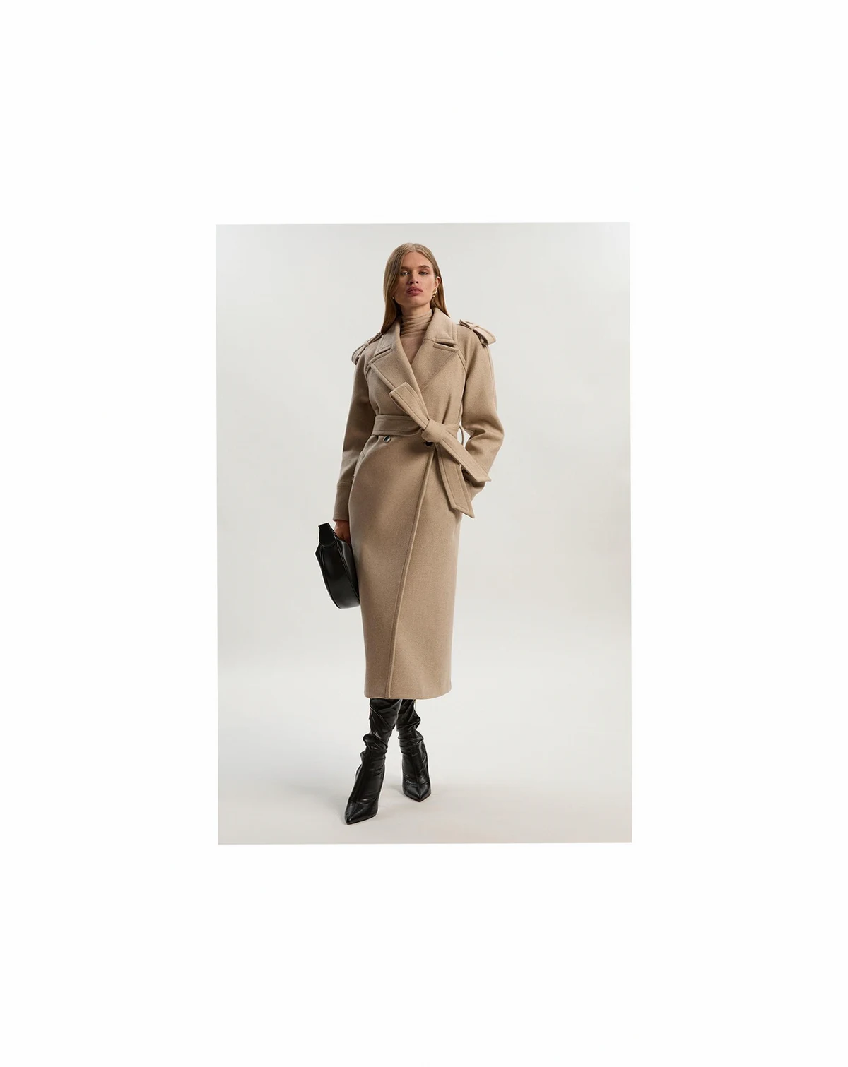 Women's Wool Tailored Belted Midi Coat