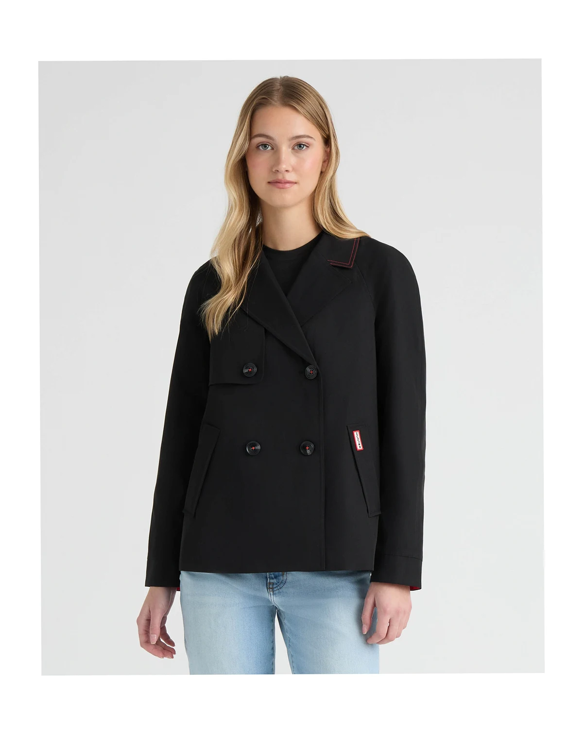 Womens Double Breasted Short Trench Jacket