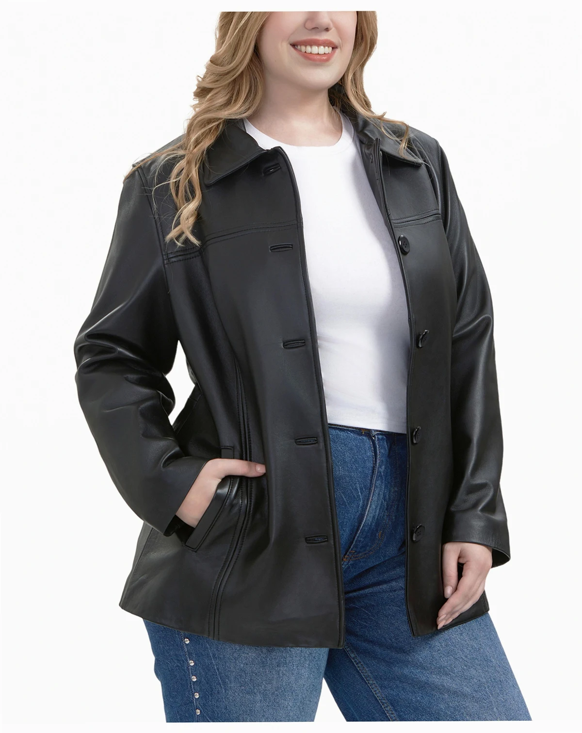 Plus Size Evie Leather Car Coat