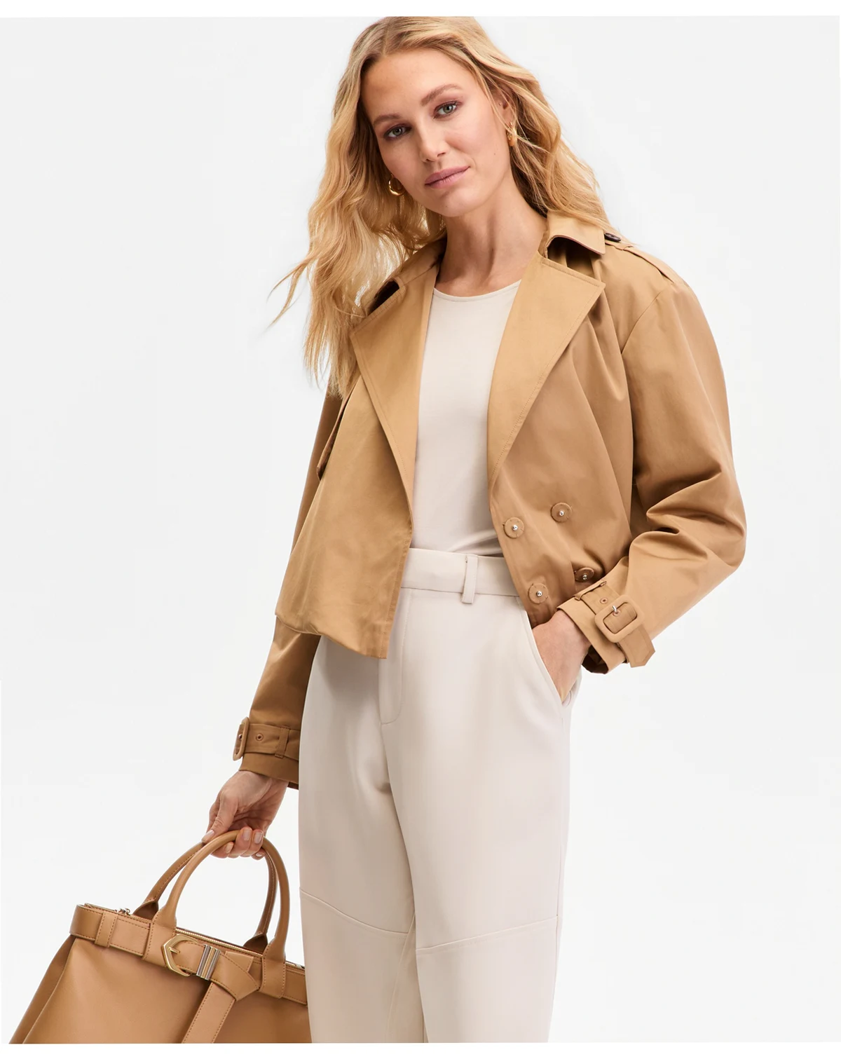 Women's Bubble-Hem Cropped Trench Jacket, Macy's Exclusive