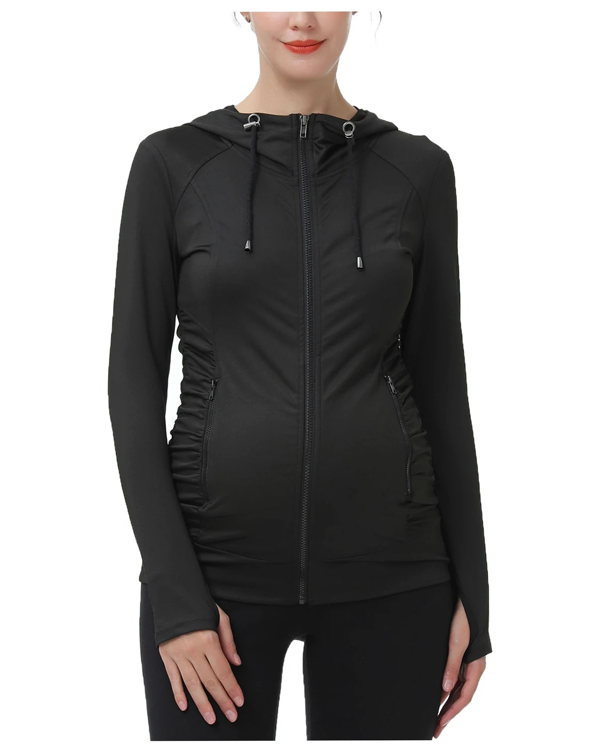 Maternity Essential Ruched Hooded Active Jacket
