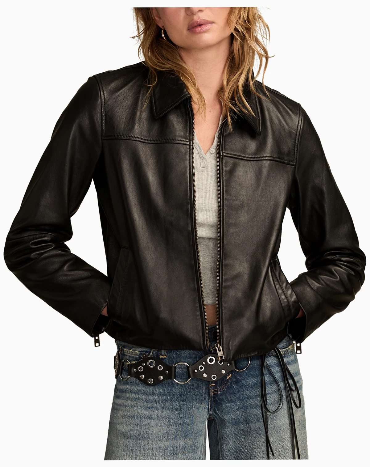 Women's Zip Up Leather Jacket