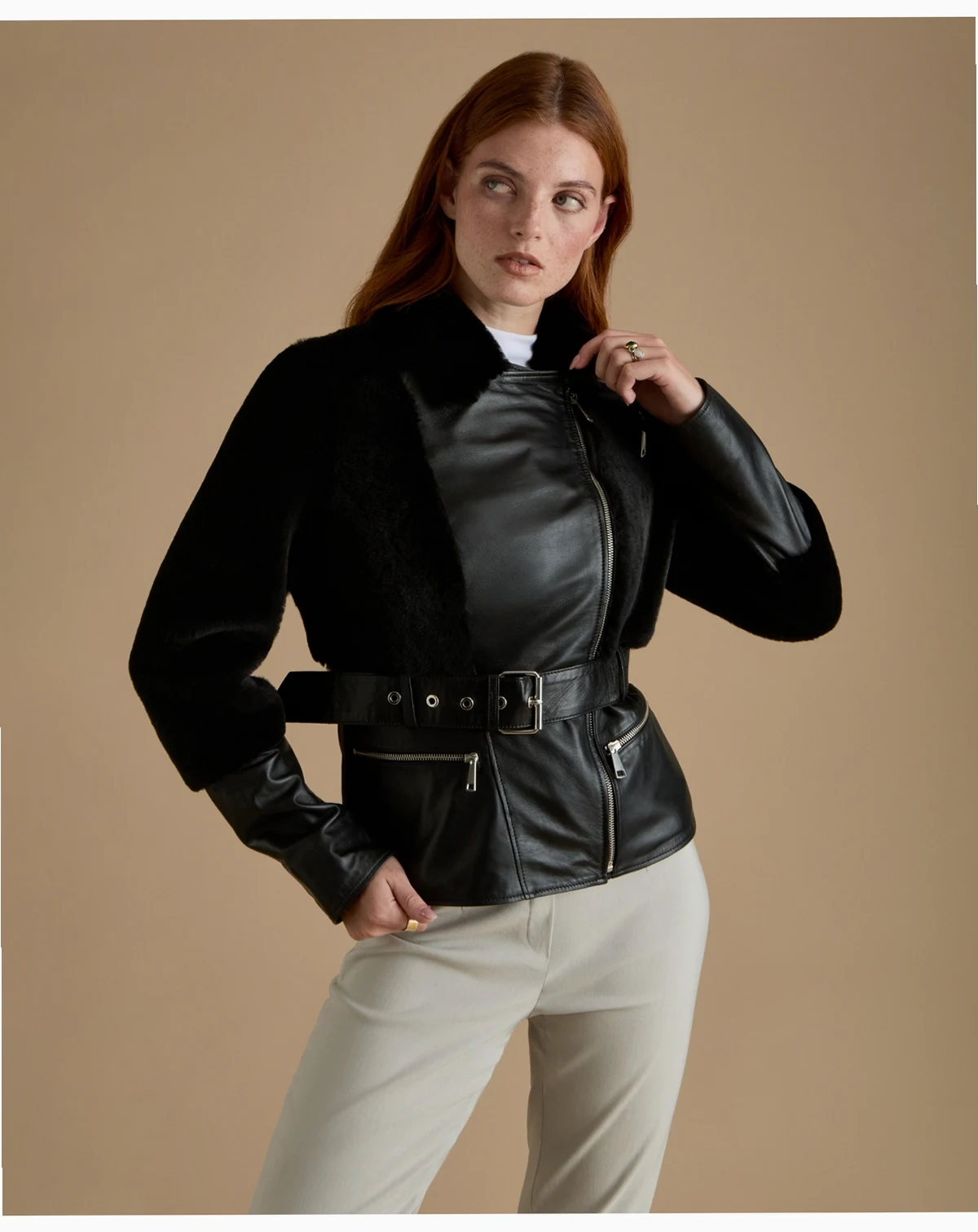 Women's Belted Biker Jacket