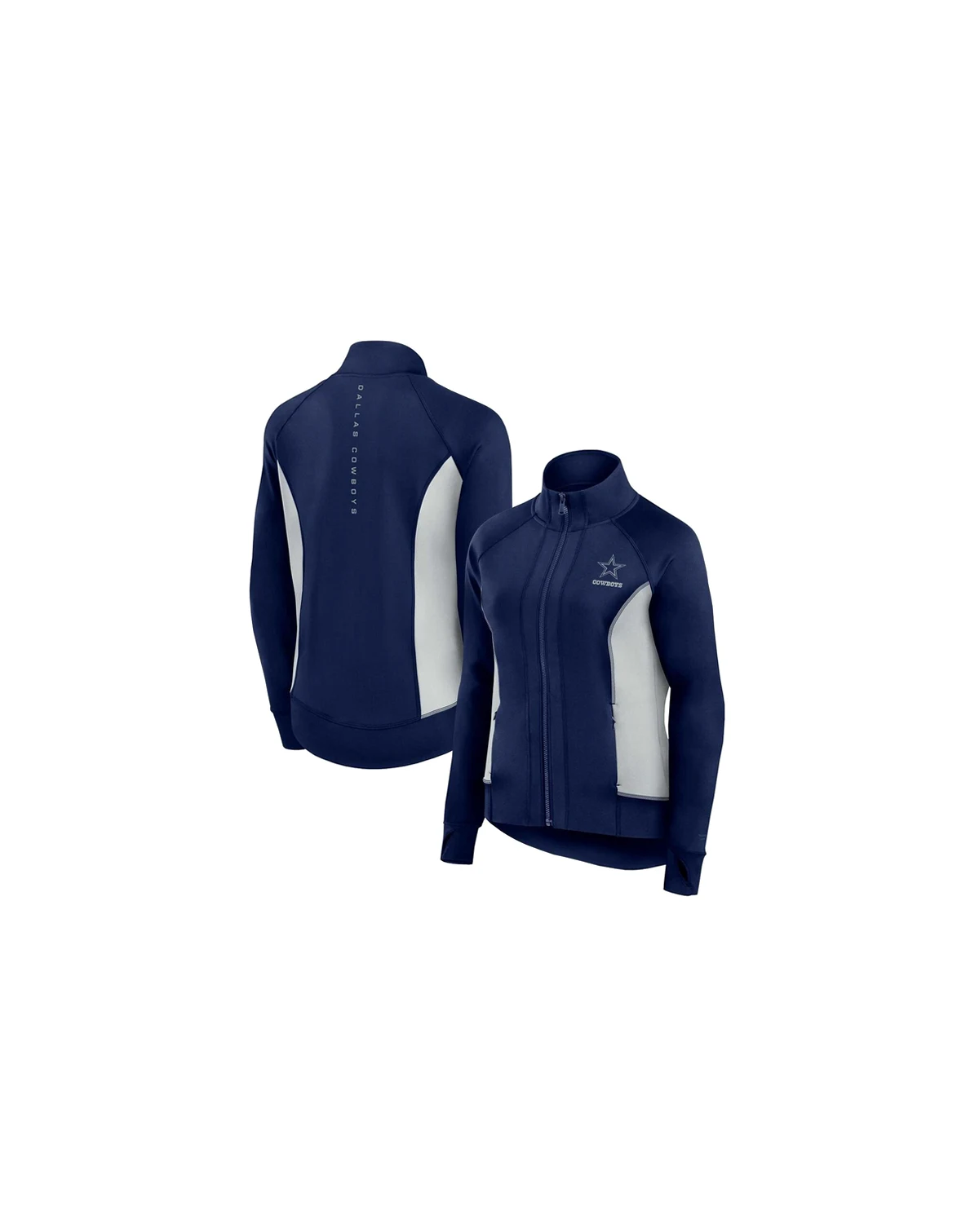 Women's Navy Dallas Cowboys Studio Fitted Full-Zip Gym Track Jacket