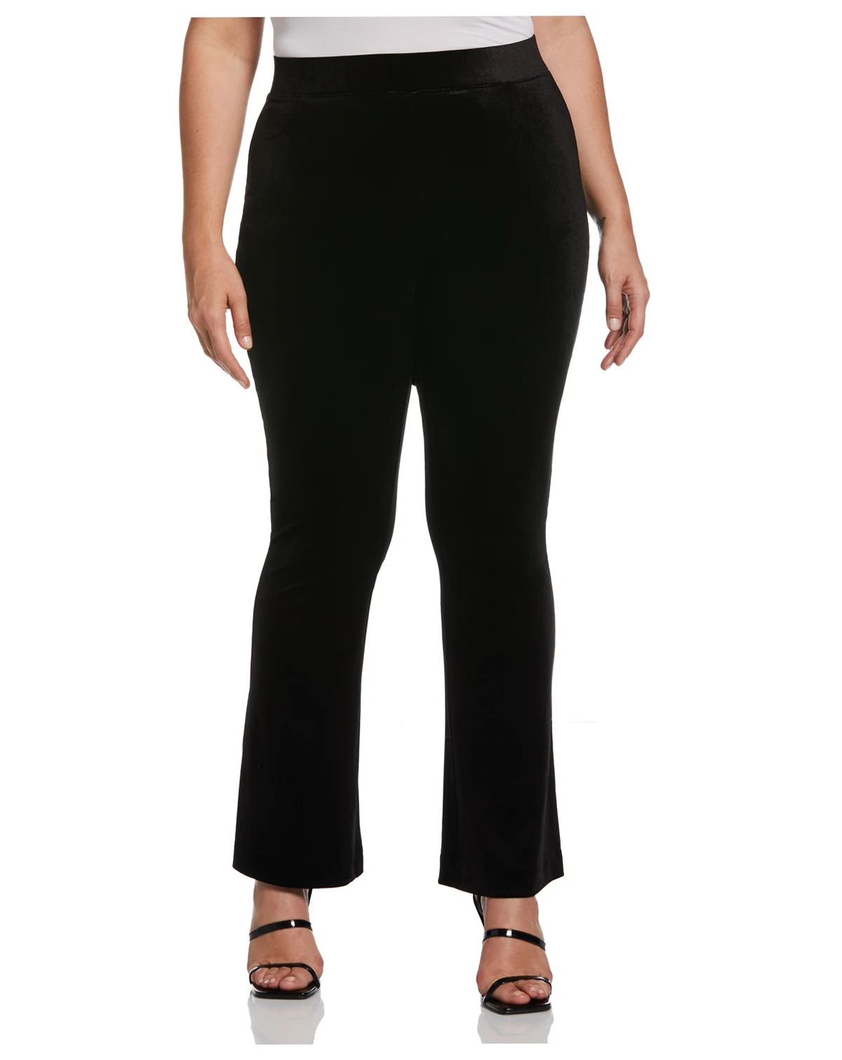 Plus Size High Waist Velvet Pull On Boot Cut Pants
