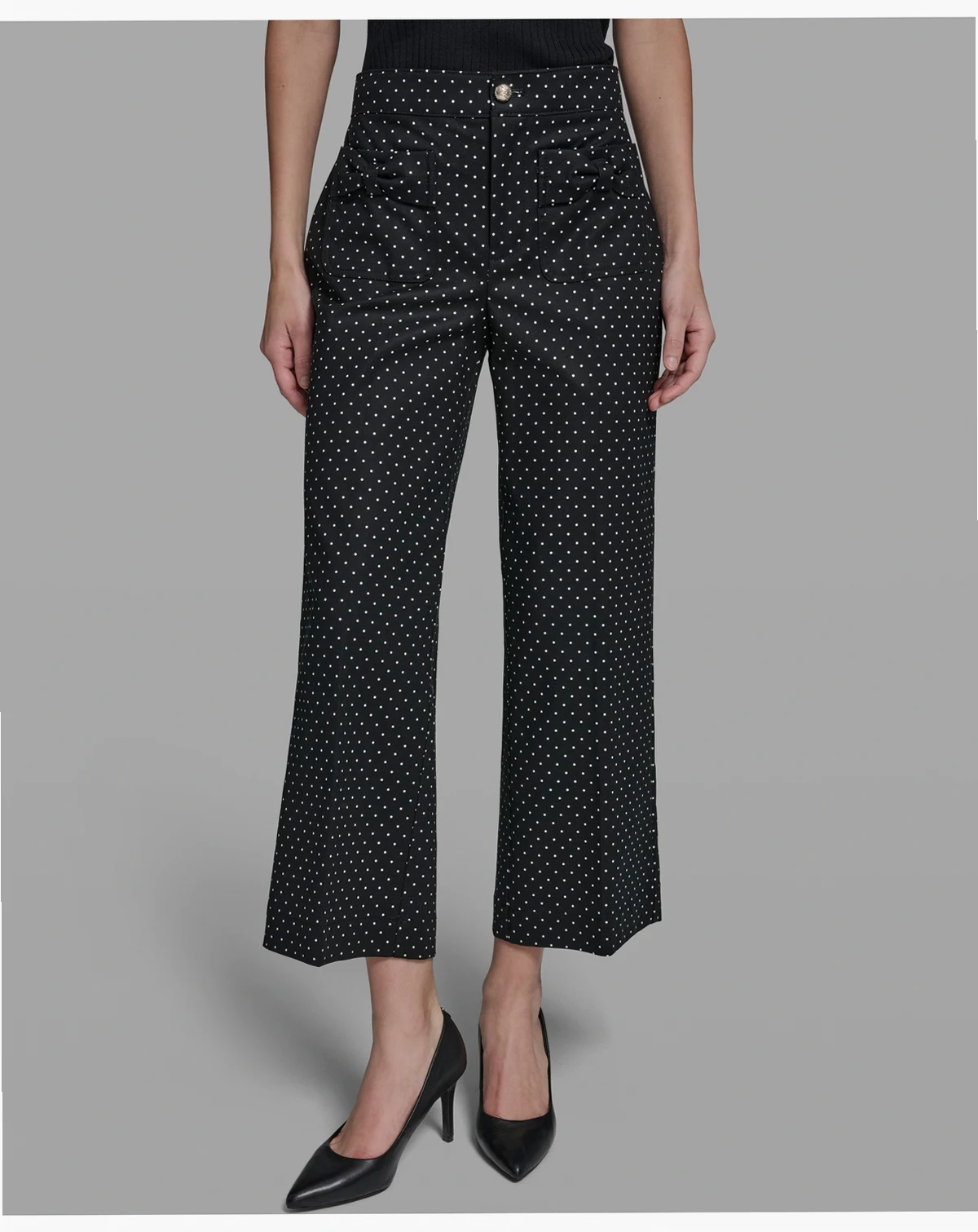 Women's Mid-Rise Straight Polka Dot Bow-Pocket Pants