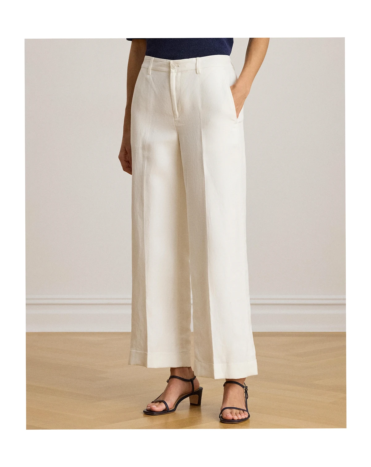 Women's Twill Wide-Leg Cropped Pants
