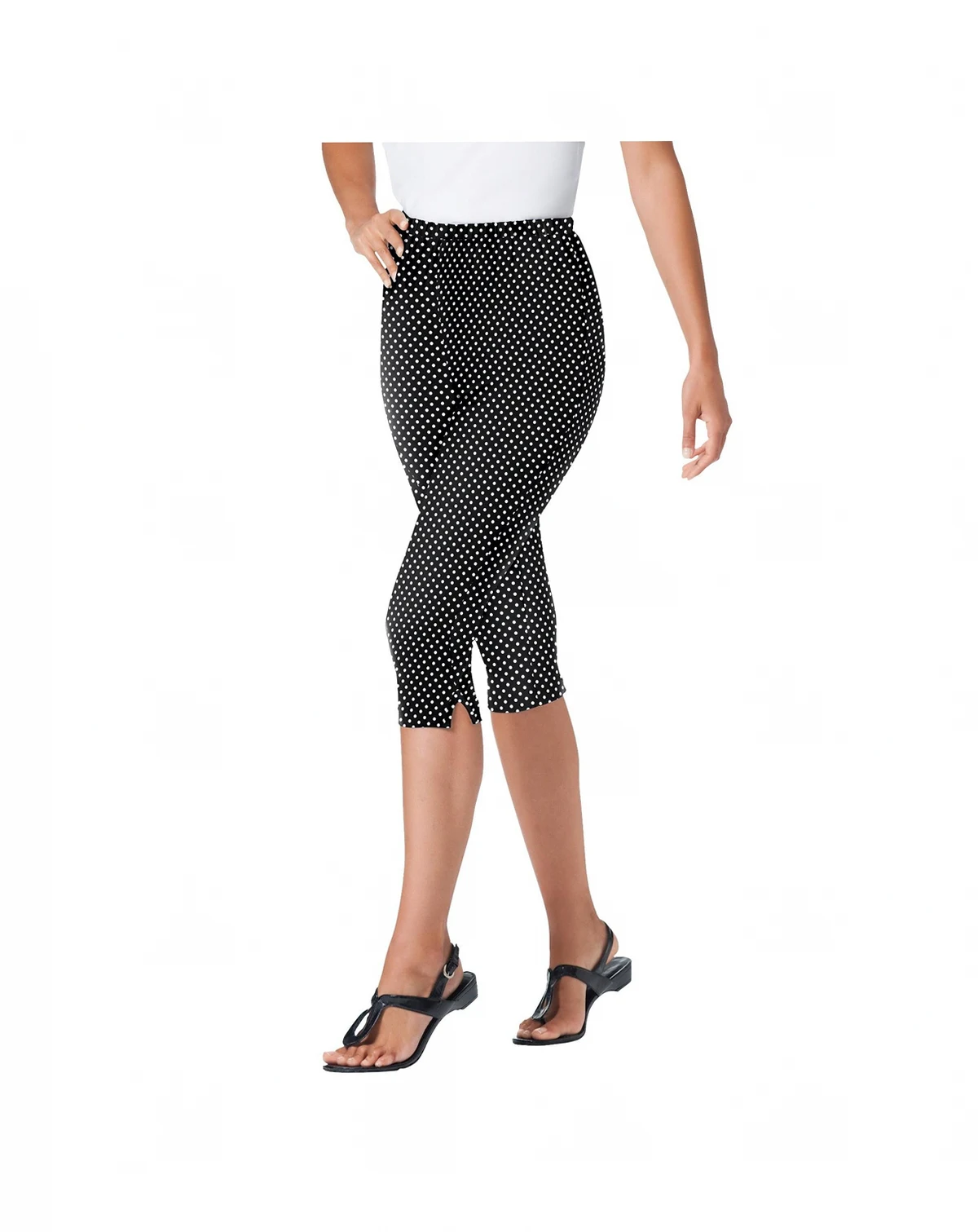 Women's Within Stretch-Cotton Knit Pull-On Printed Capri Leggings