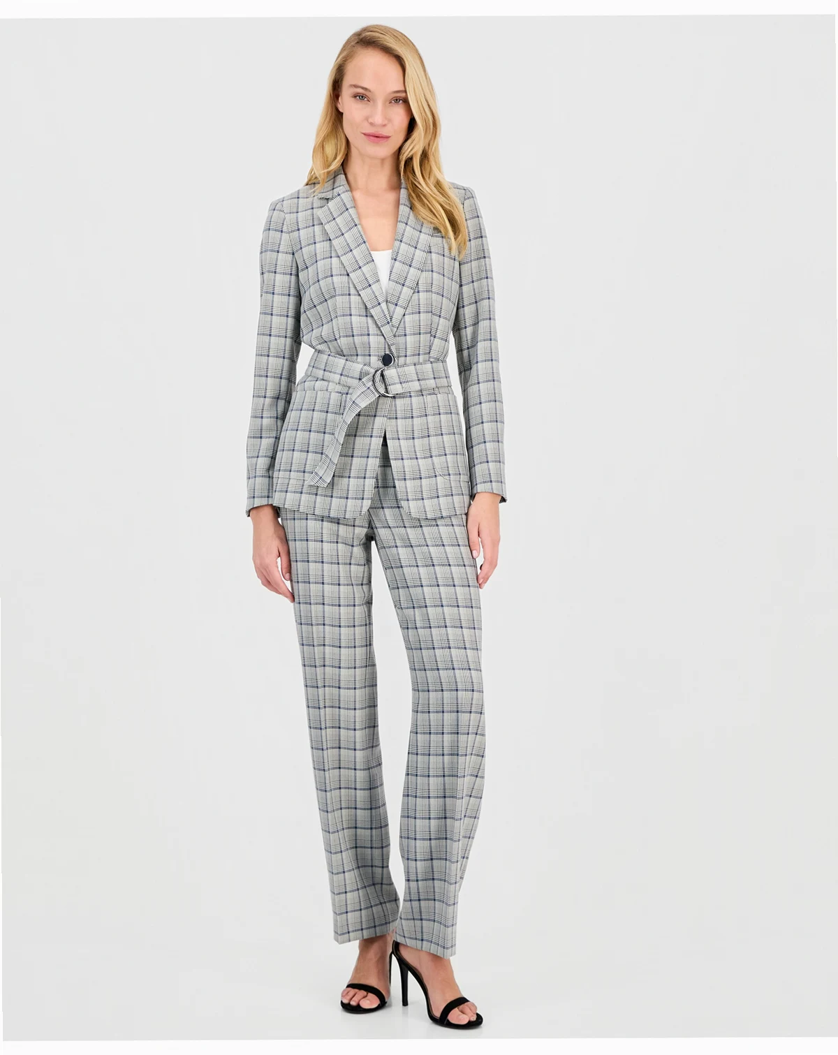 Women's Plaid Printed Mid-Rise Pants