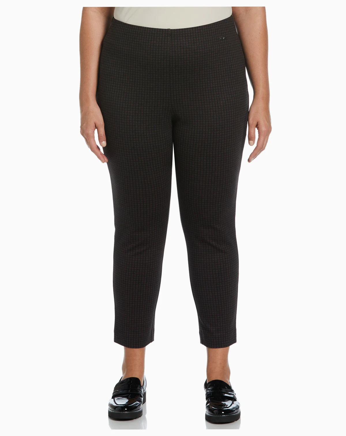 Plus Size Houndstooth Pull On Pants
