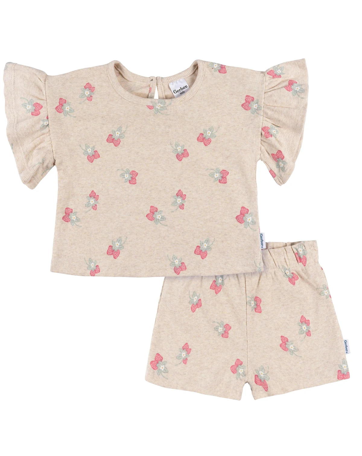 Baby Girls 2-Piece Shirt and Shorts Set, Pink Flower, 18 Months