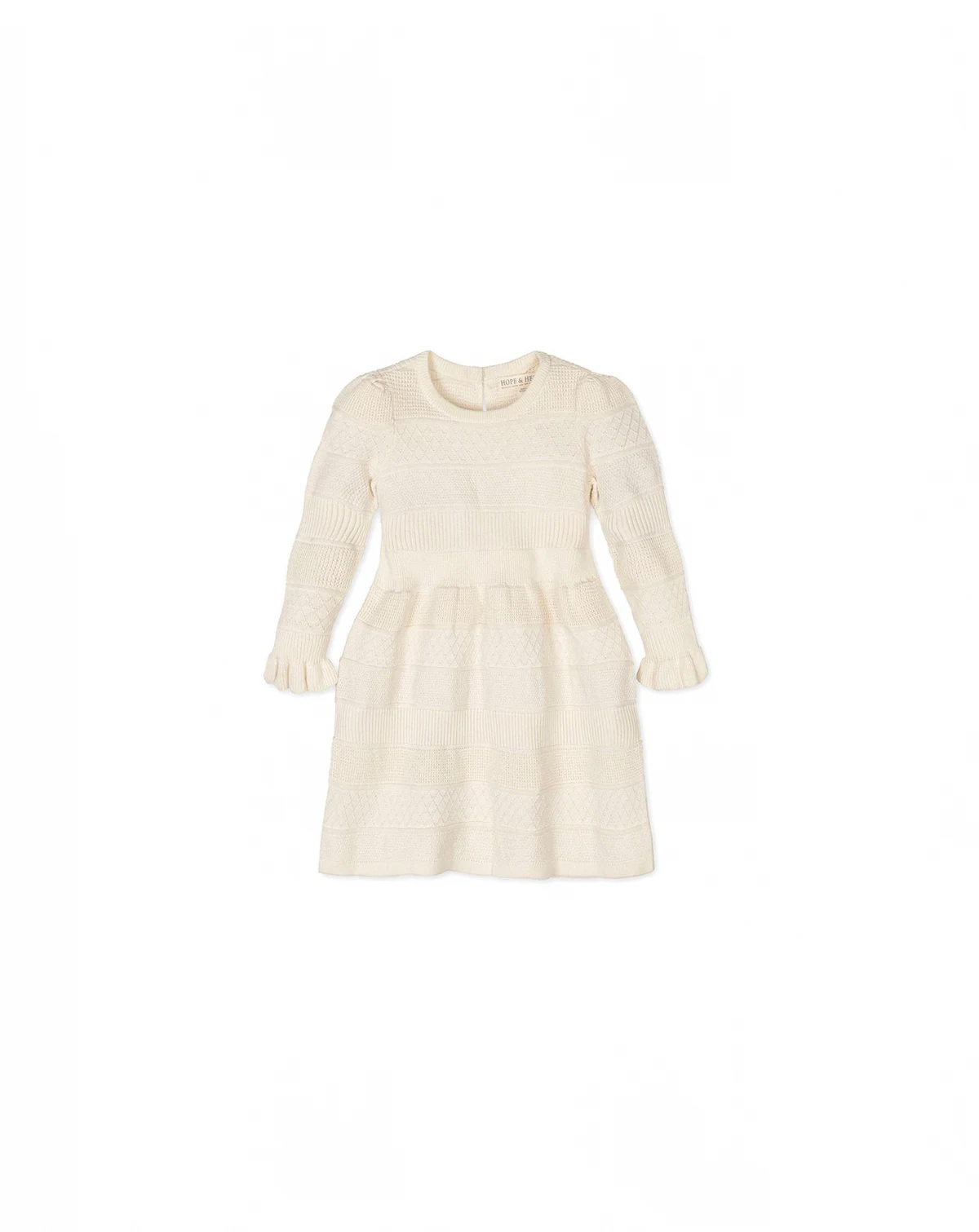 Little and Big Girls' Organic Long Sleeve Ruffle Cuff Sweater Dress