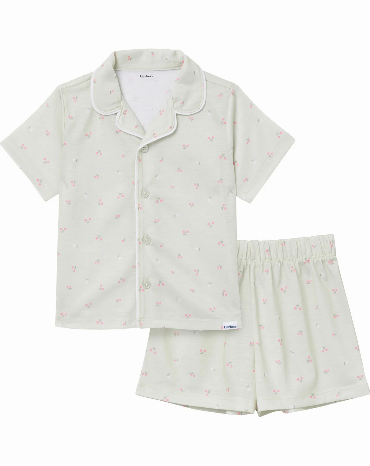 Baby Girls 2-Piece Button Up Pajama Shorts Set