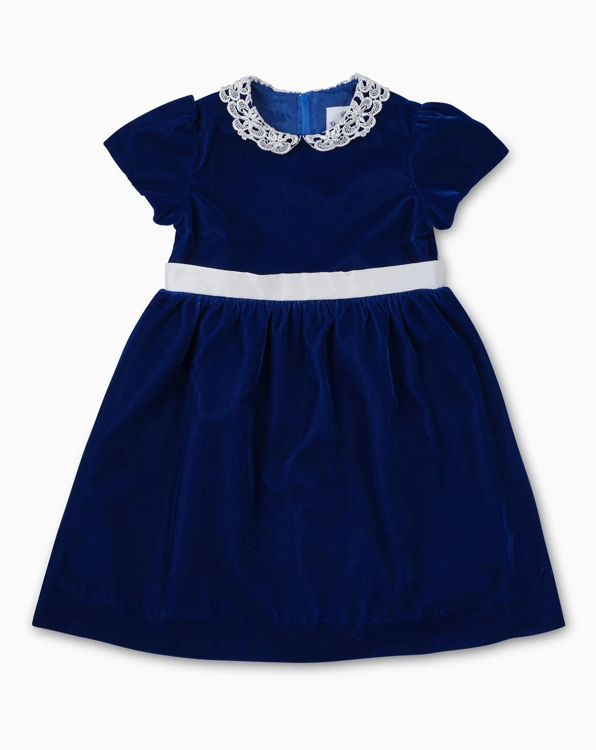 Toddler Girls Velvet Dress With Lace Collar