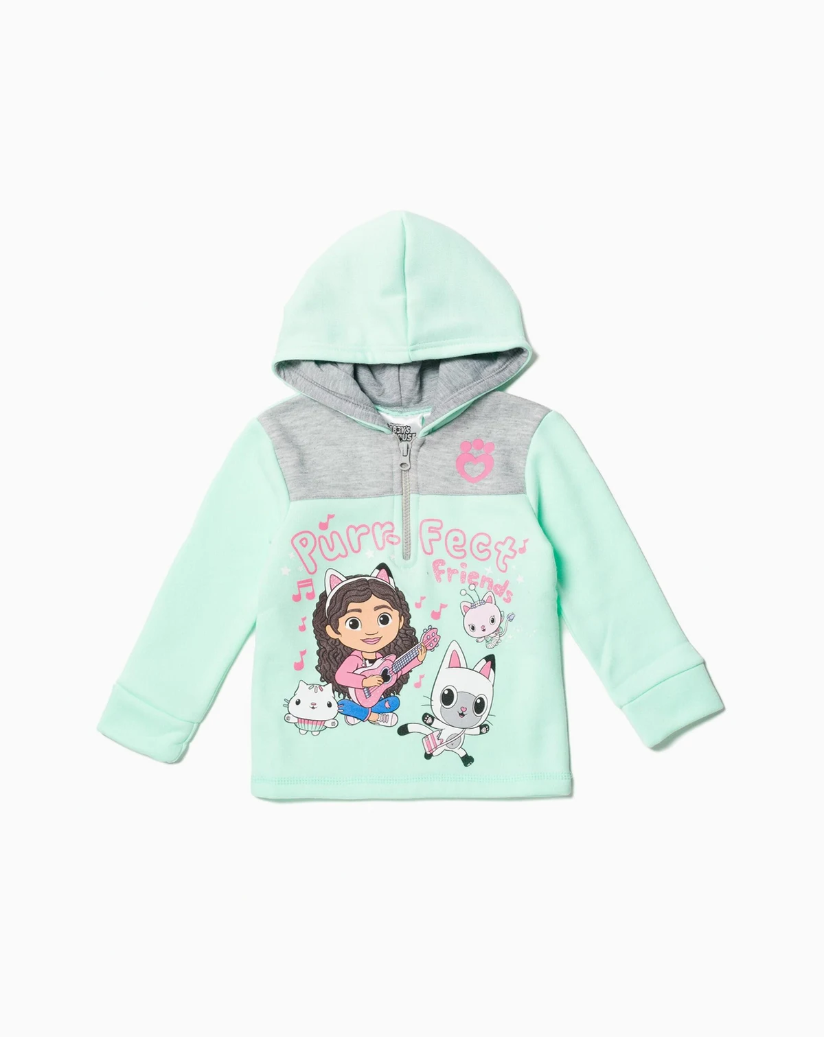 Toddler Girls Dreamworks Gabbys Dollhouse Kitty Fairy Cakey Cat Gabby Fleece Half Zip Hoodie