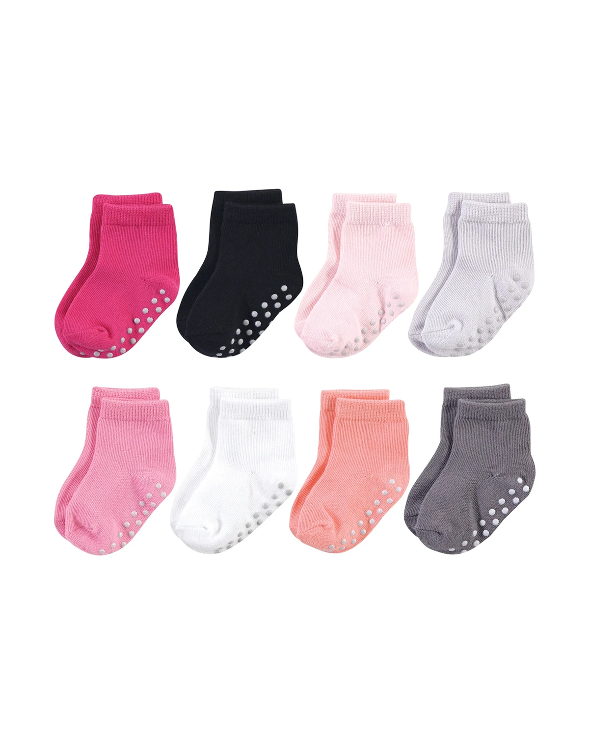 8Pk Natural Non Skid Crew Socks