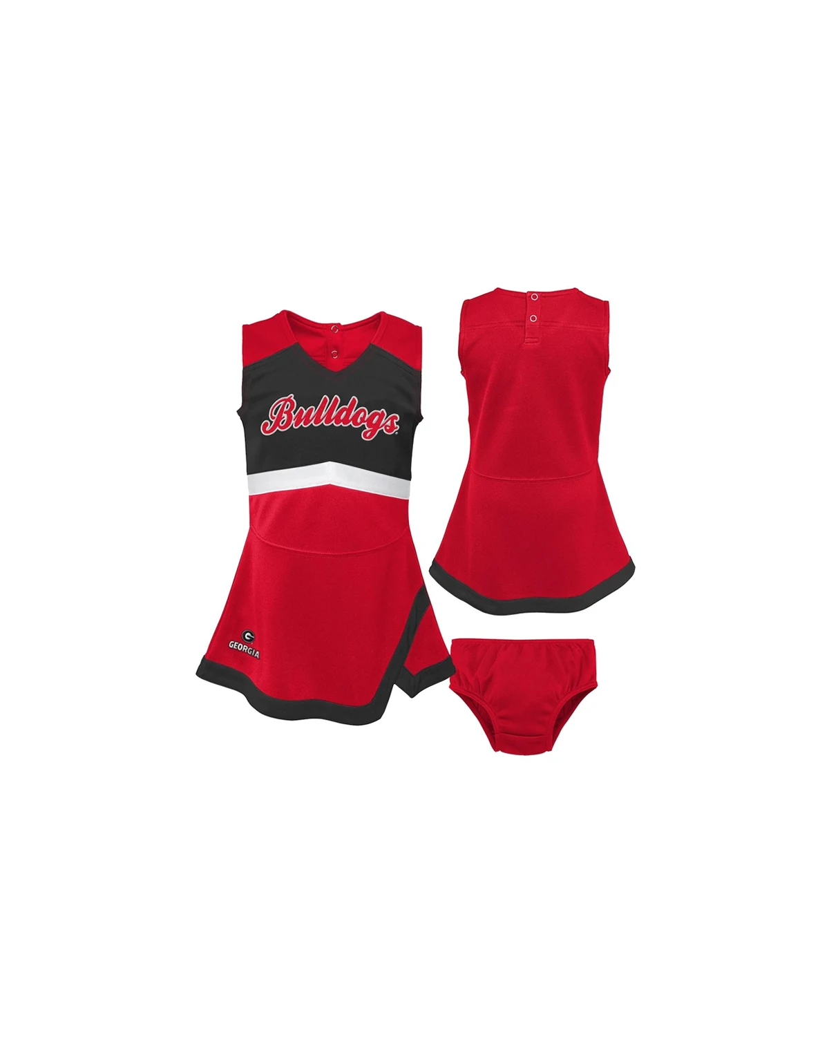 Girls Toddler Red, Black Georgia Bulldogs Two-Piece Cheer Captain Jumper Dress and Bloomers Set