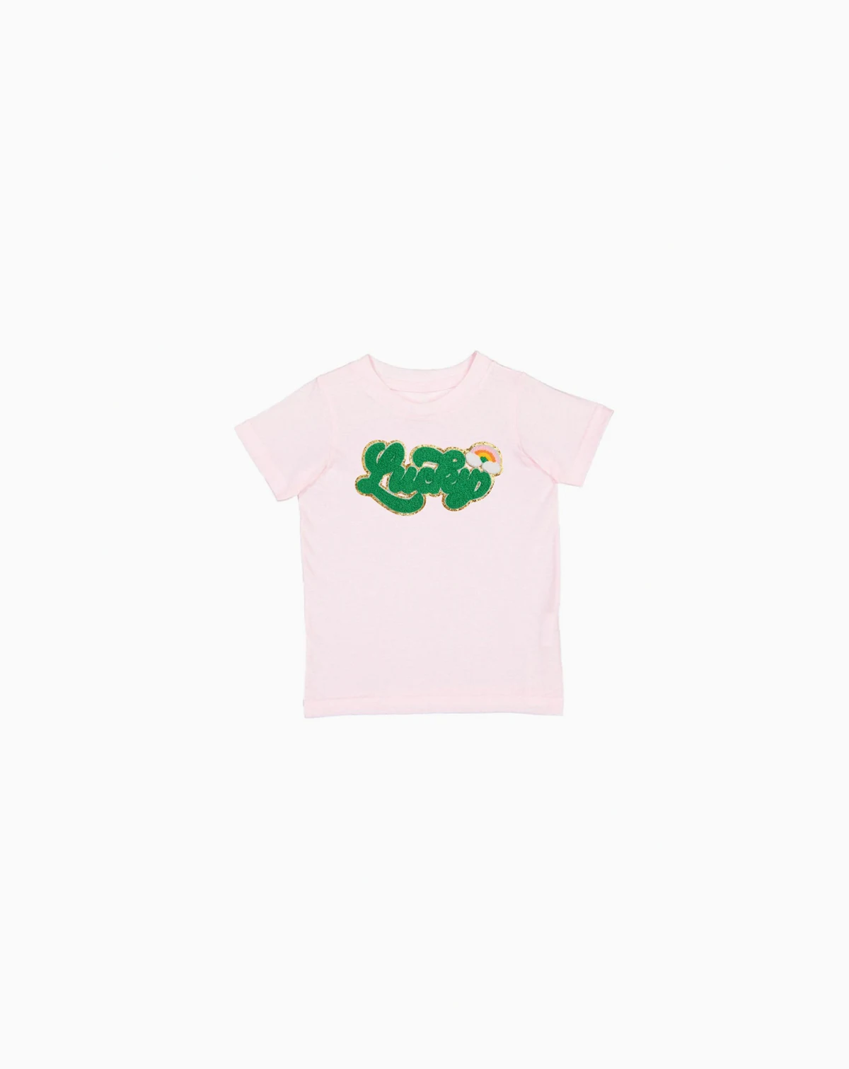 Little Girls Lucky Rainbow Patch St. Patrick's Day Short Sleeve T-Shirt