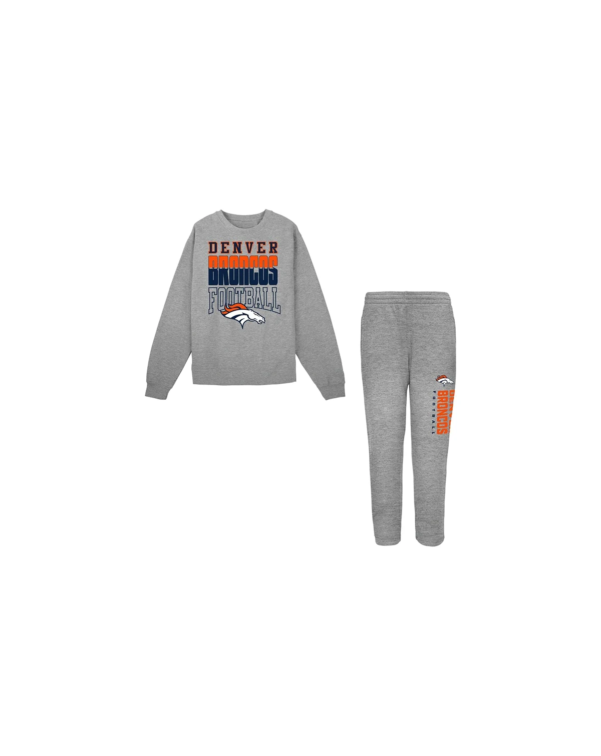 Toddler 2-Piece Gray Denver Broncos Crewneck Sweatshirt and Pants Set