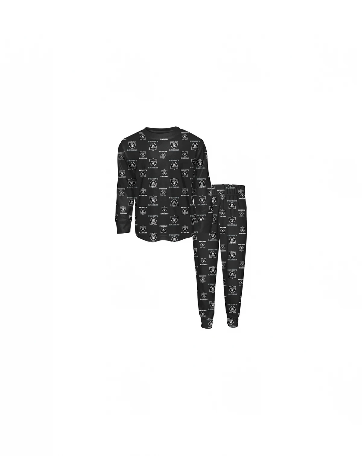 Toddler 2-Piece Black Las Vegas Raiders All-Over-Print Long Sleeve T-Shirt and Pants Sleep Set