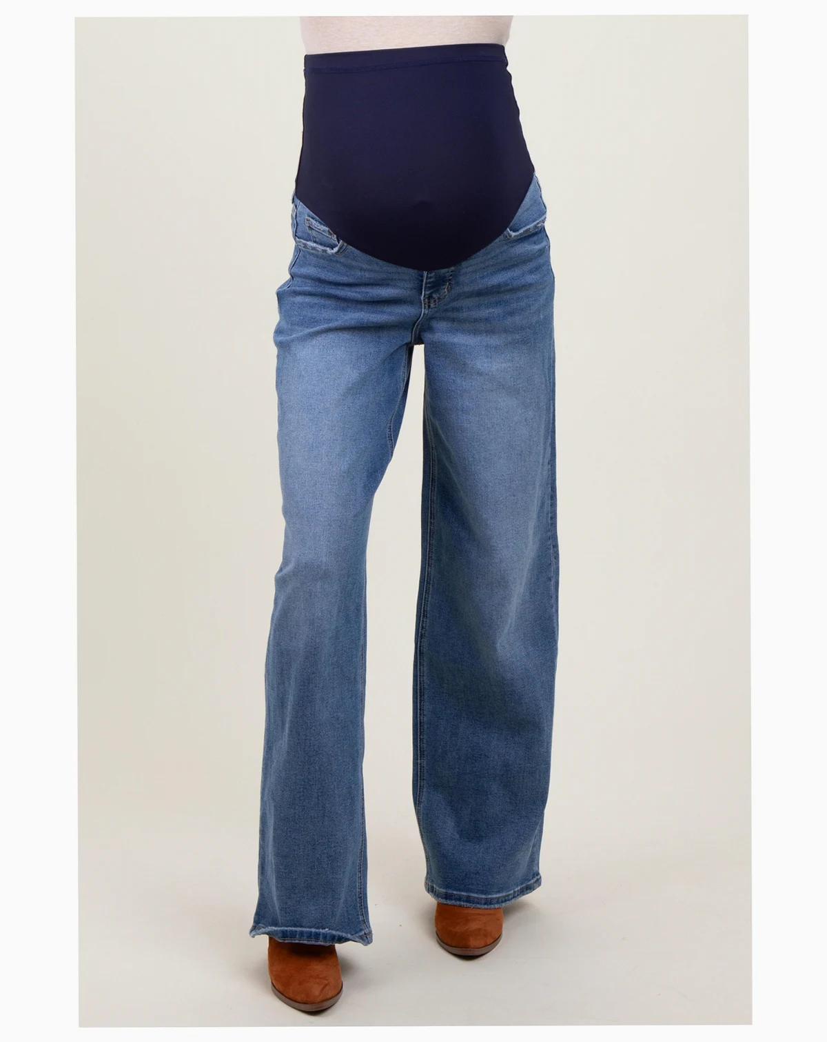 Maternity Blue Washed Wide Leg Jeans