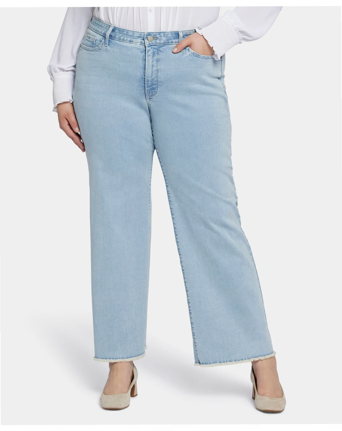 Plus Size Teresa Wide Leg Ankle Fray Hem Jeans