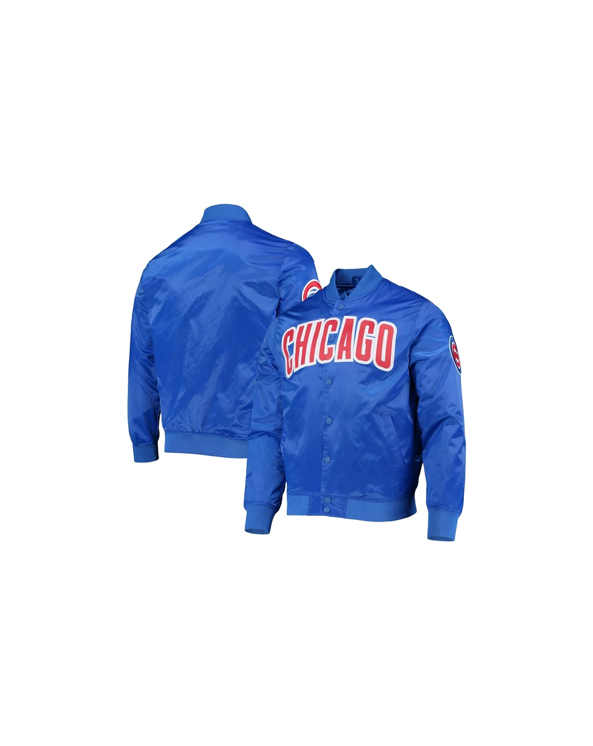 Men's Royal Chicago Cubs Wordmark Satin Full-Snap Jacket