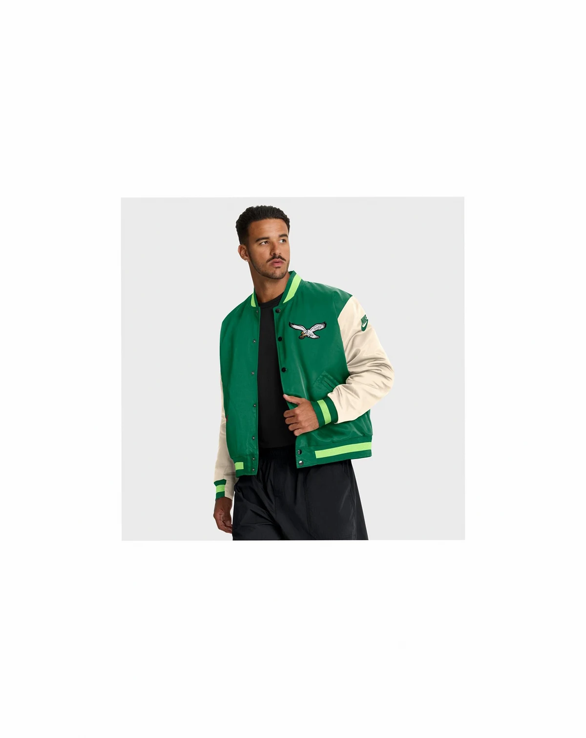 Men's Kelly Green/Cream Philadelphia Eagles Rewind Legacy Full-Snap Bomber Jacket