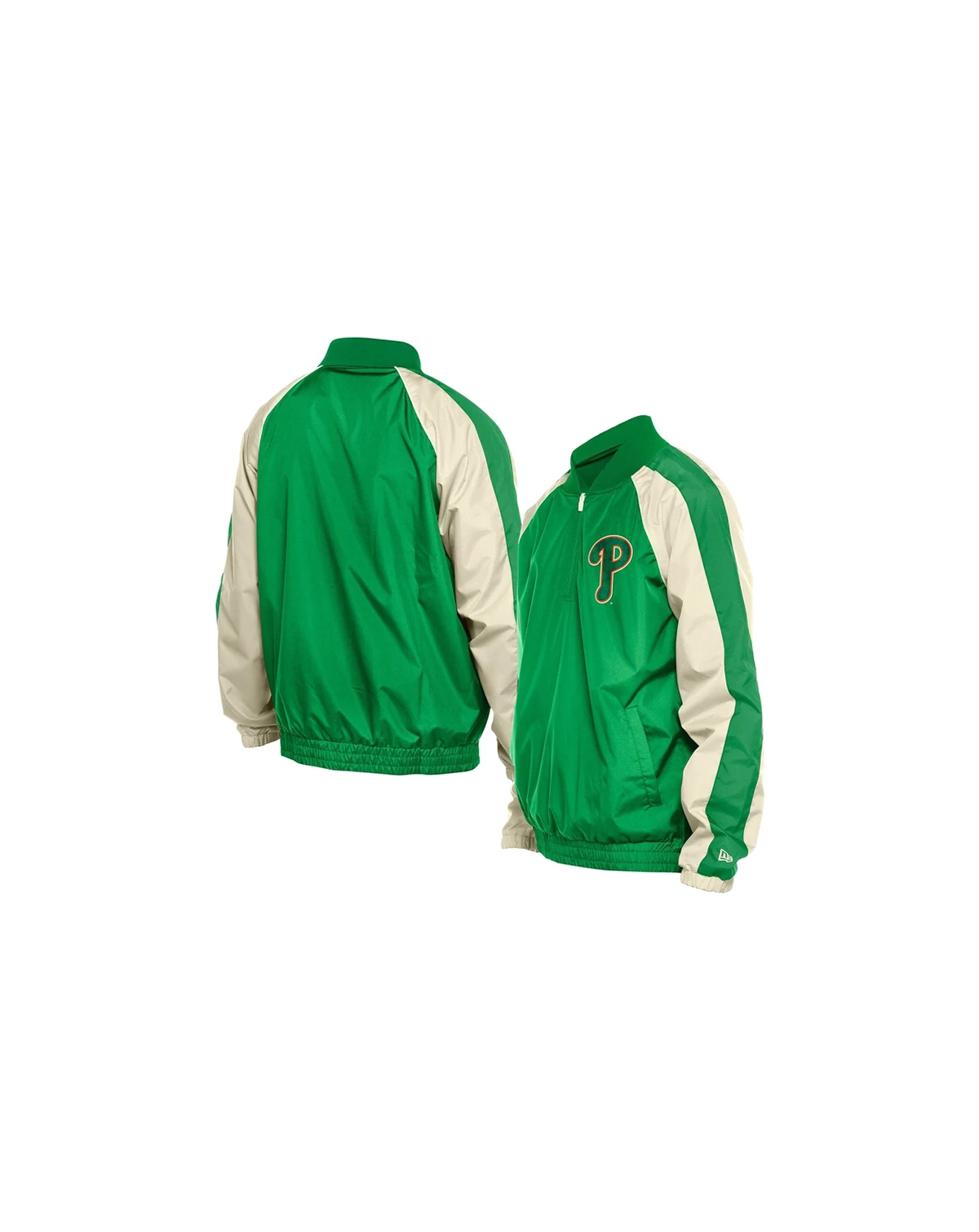 Men's Kelly Green Philadelphia Phillies Ripstop Raglan Quarter-Zip Hoodie Windbreaker Jacket