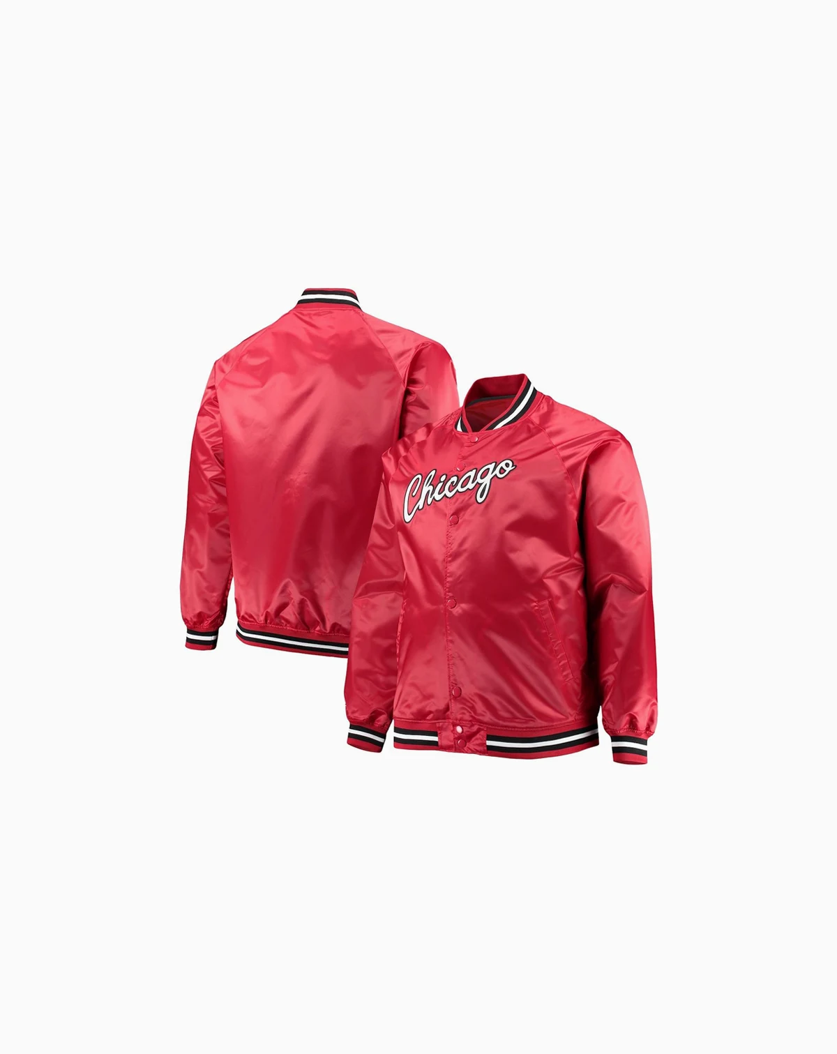 Men's Red Chicago Bulls Big and Tall Hardwood Classics Raglan Satin Full-Snap Jacket