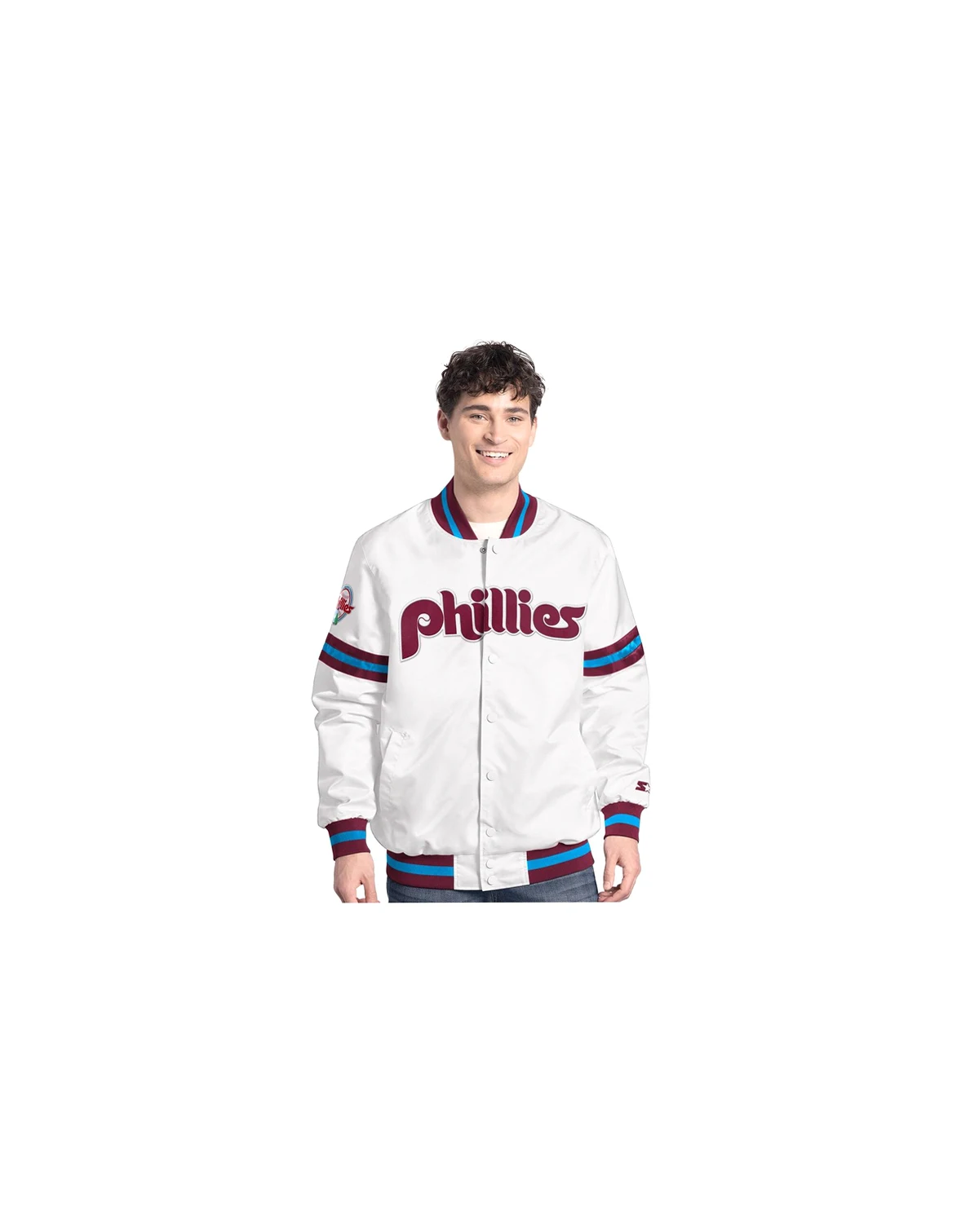 Men's White Philadelphia Phillies Cooperstown Scout Full-Snap Varsity Jacket