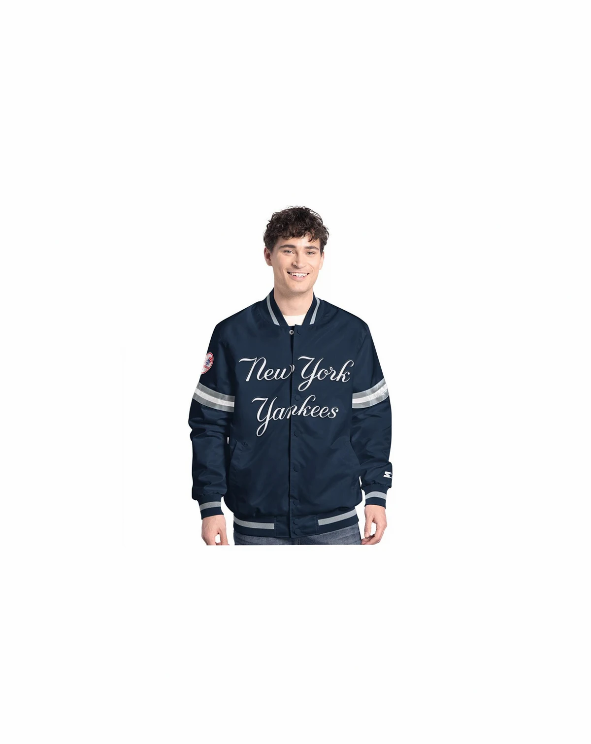 Men's Navy New York Yankees Scout Full-Snap Varsity Jacket