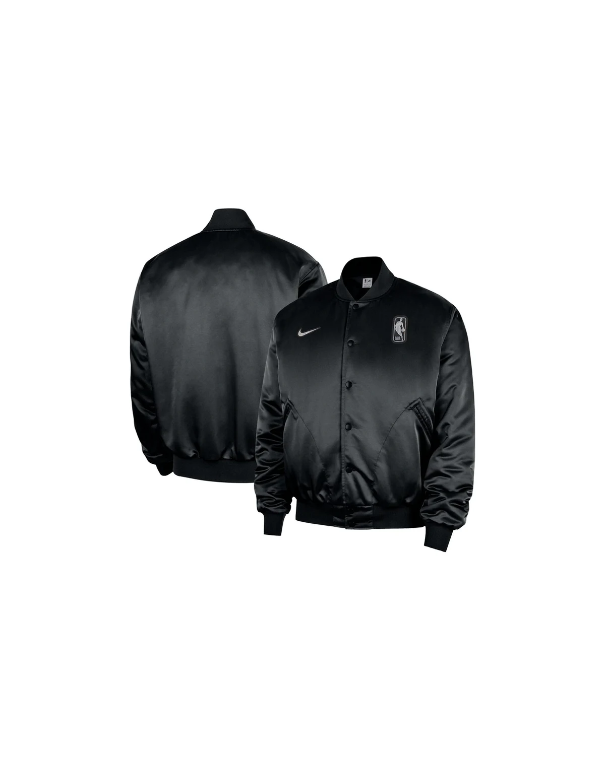 Men's Black NBA Authentic Lenticular Woven Satin Full-Snap Therma-FIT Jacket