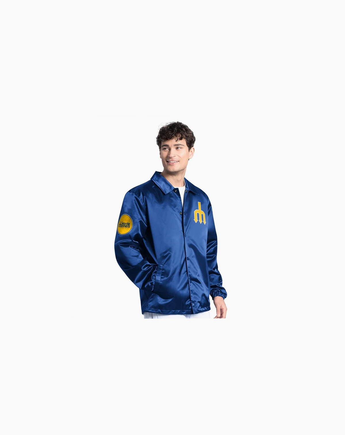 Men's Royal Seattle Mariners Cooperstown Collection Point Man Full-Snap Coaches Jacket