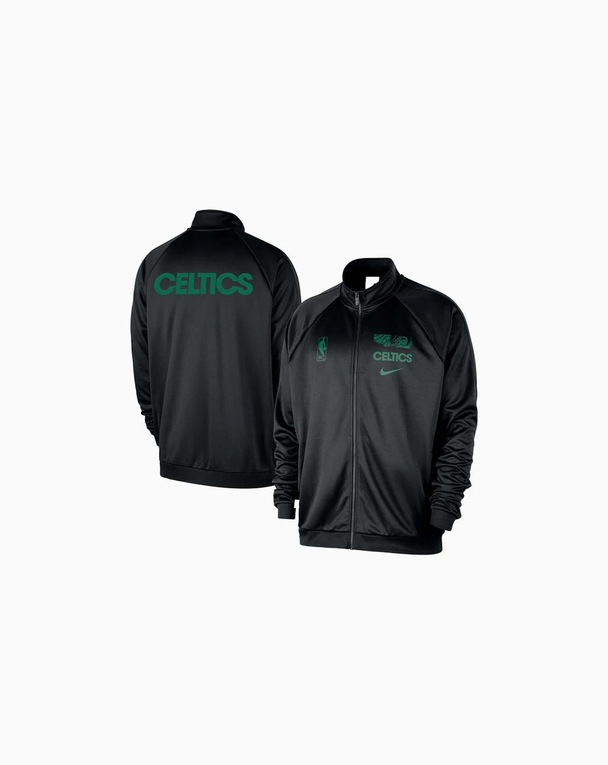 Men's Black Boston Celtics Courtside Pique Club Full-Zip Track Jacket