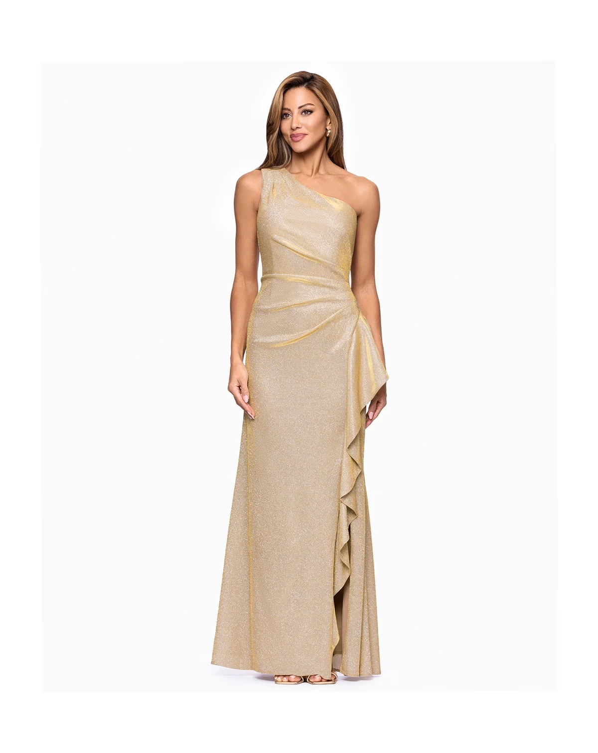 Women's One-Shoulder Glitter Long Dress