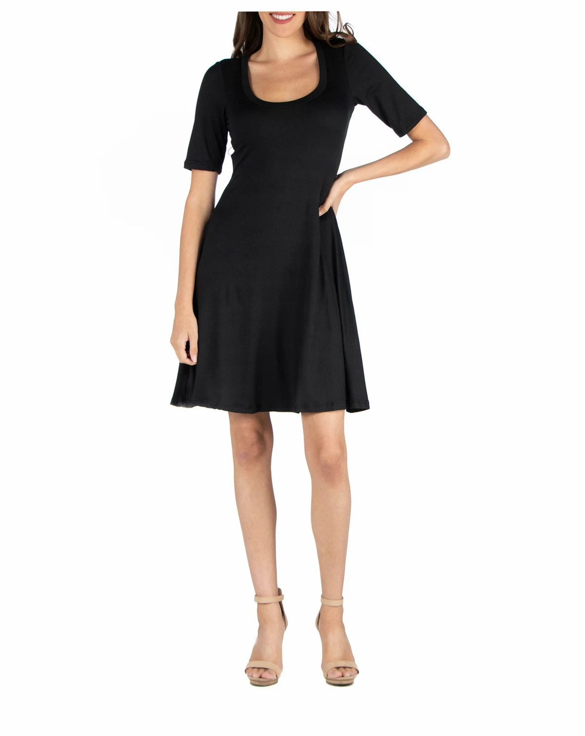 Women's A-Line Dress with Elbow Length Sleeves