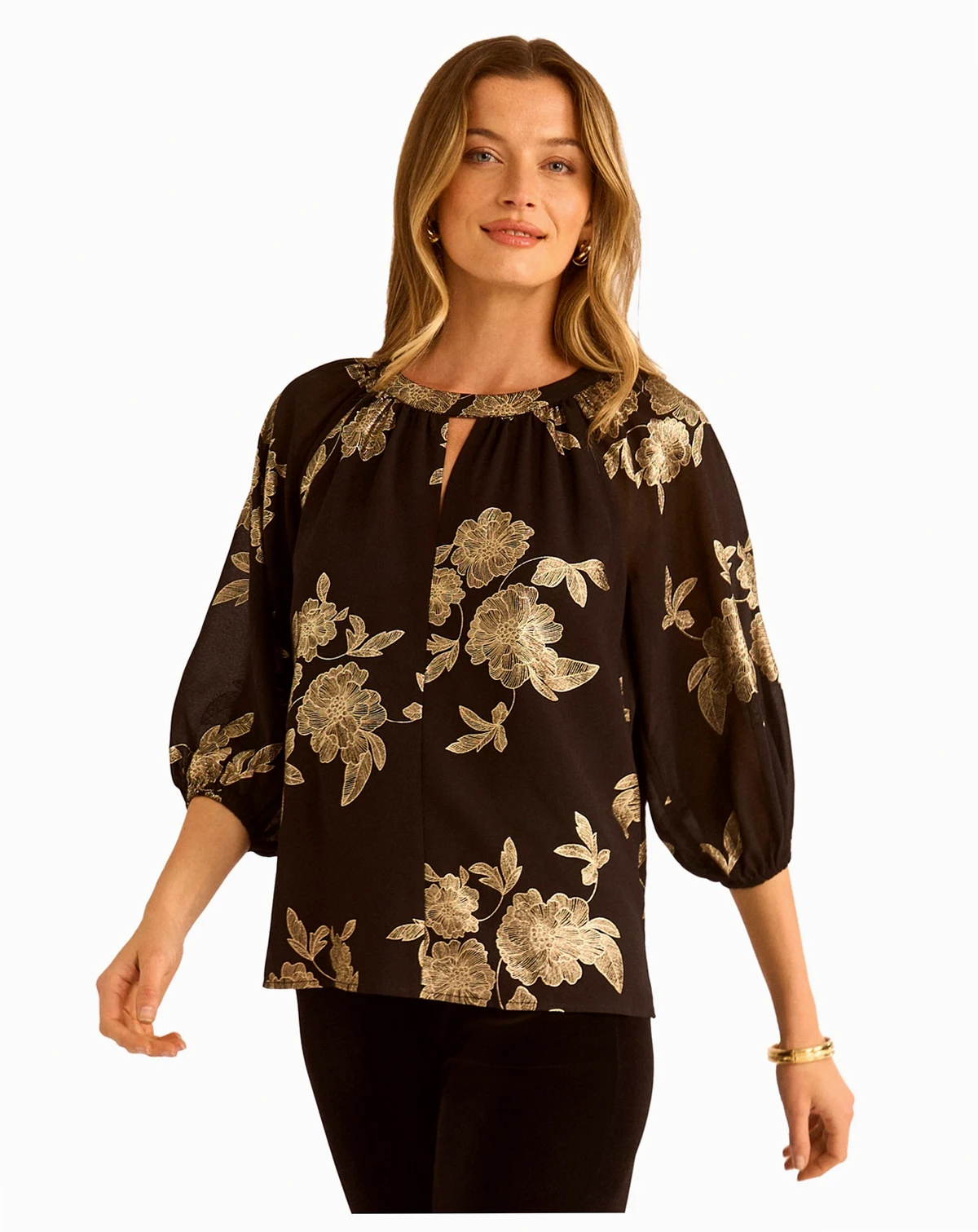 Women's Printed Puff Sleeve Top