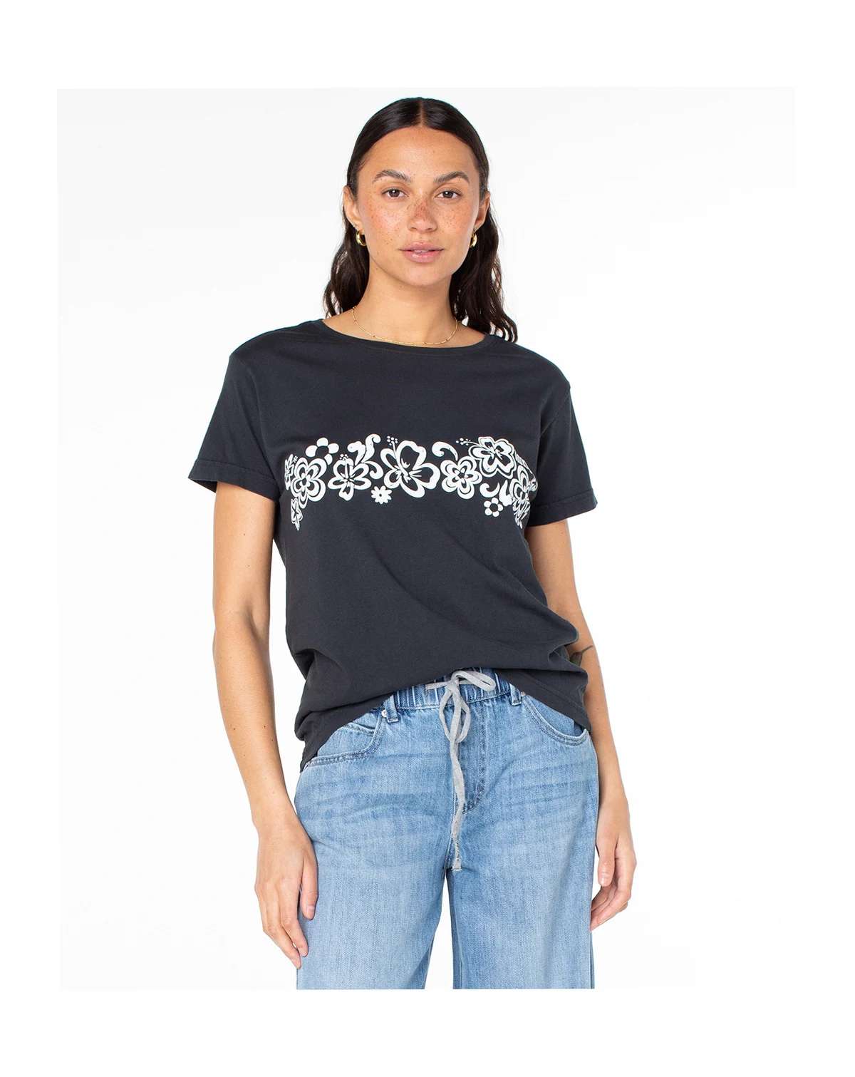 Women's 90s Hibiscus Band BFC Crewneck T-Shirt
