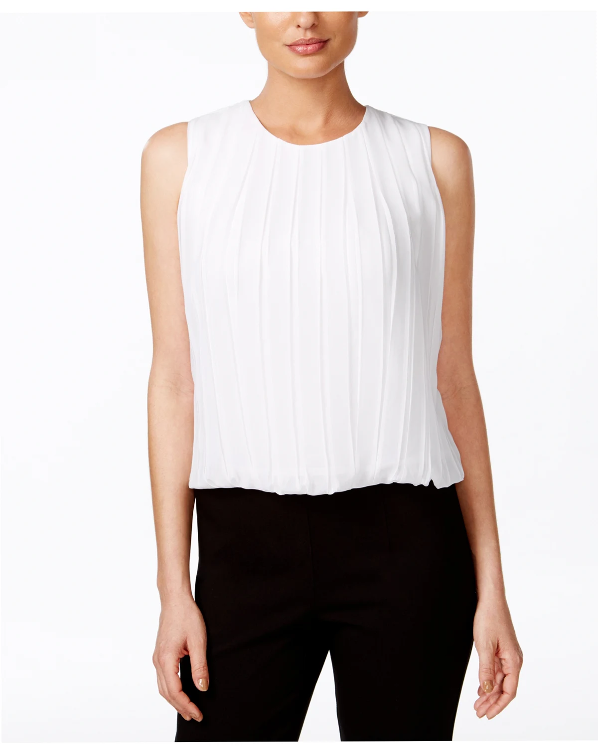 Sleeveless Pleated Blouse
