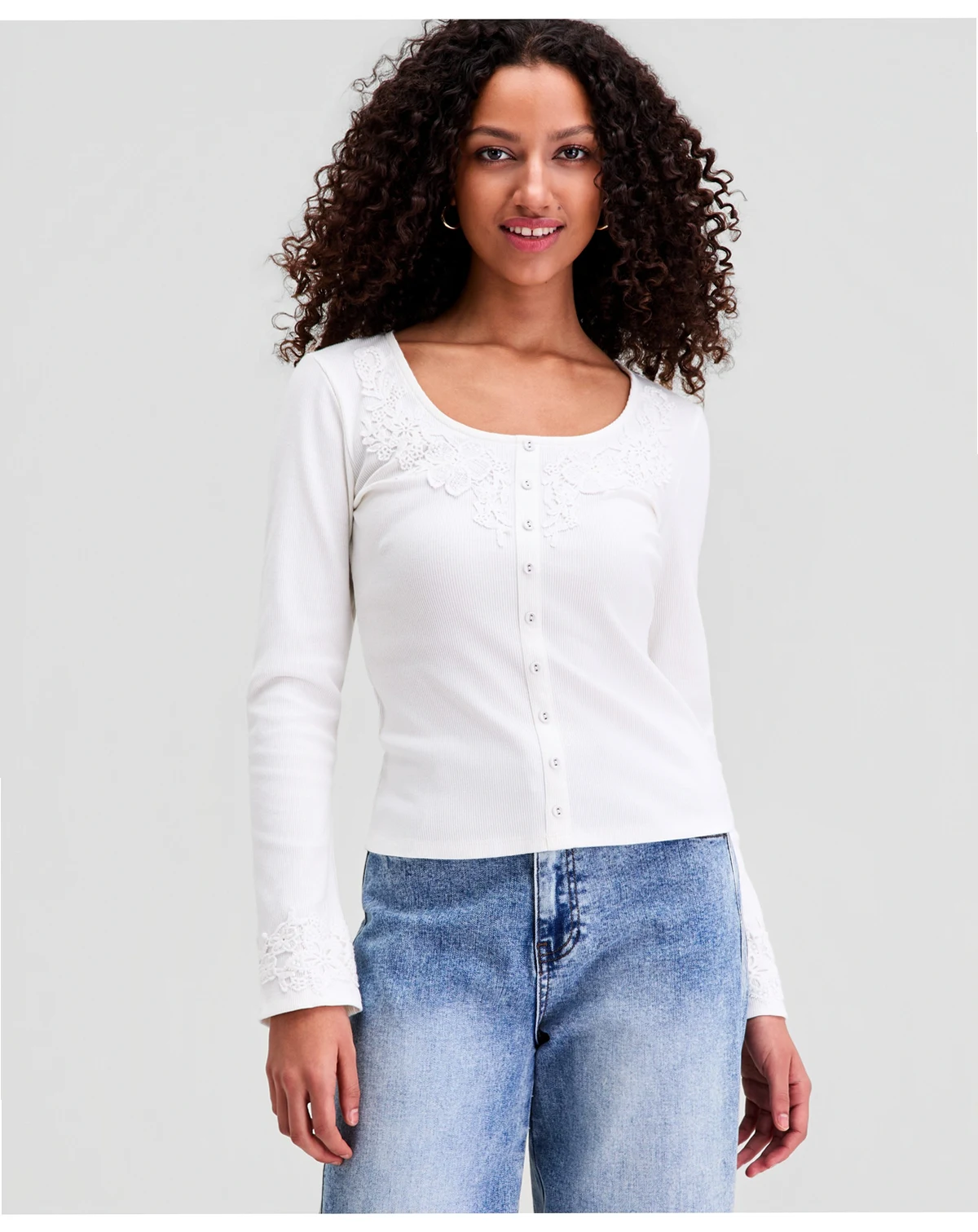 Women's Scoop-Neck Button-Front Top, Macy's Exclusive