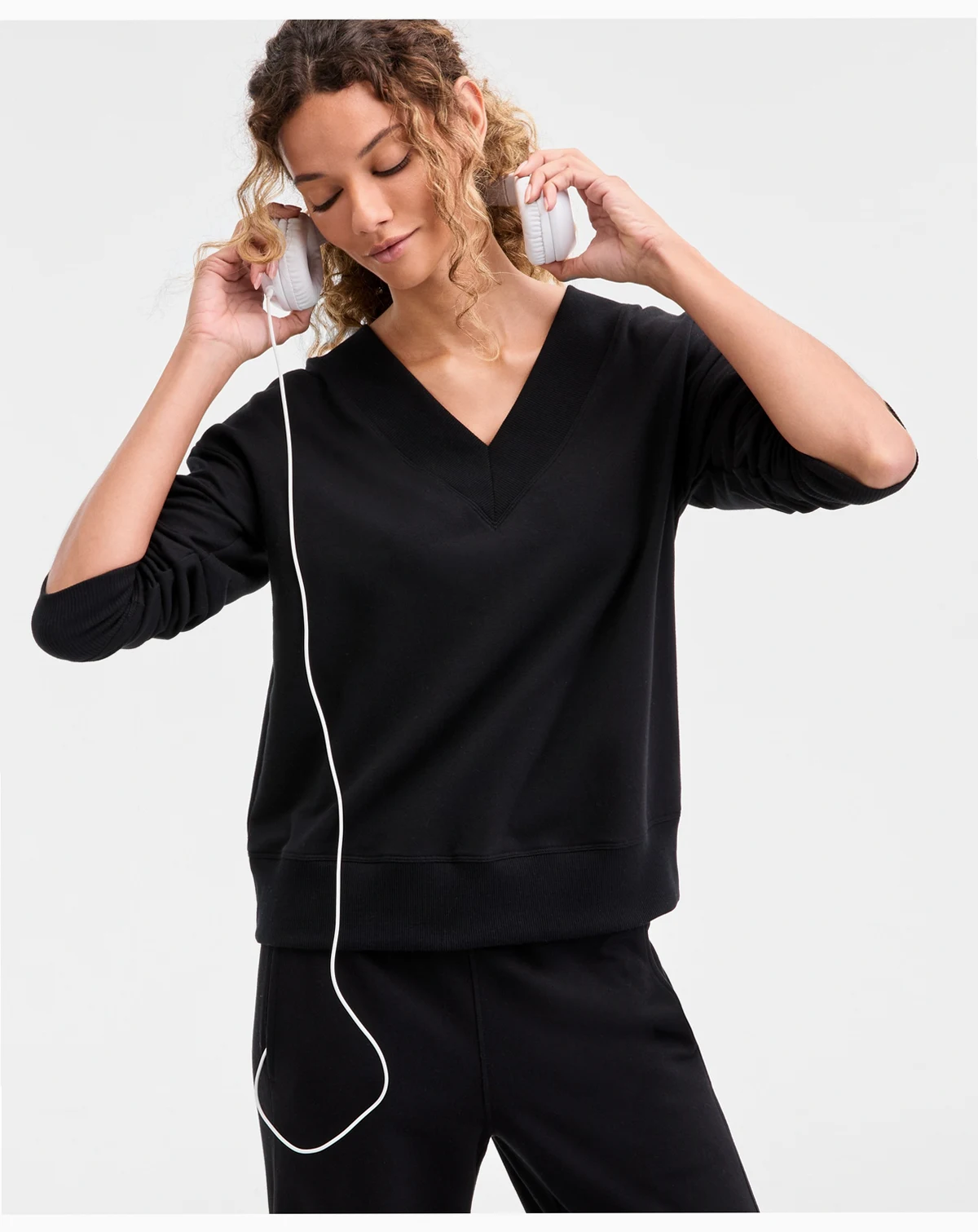 Women's Fleece V-Neck Sweatshirt, Created for Macy's