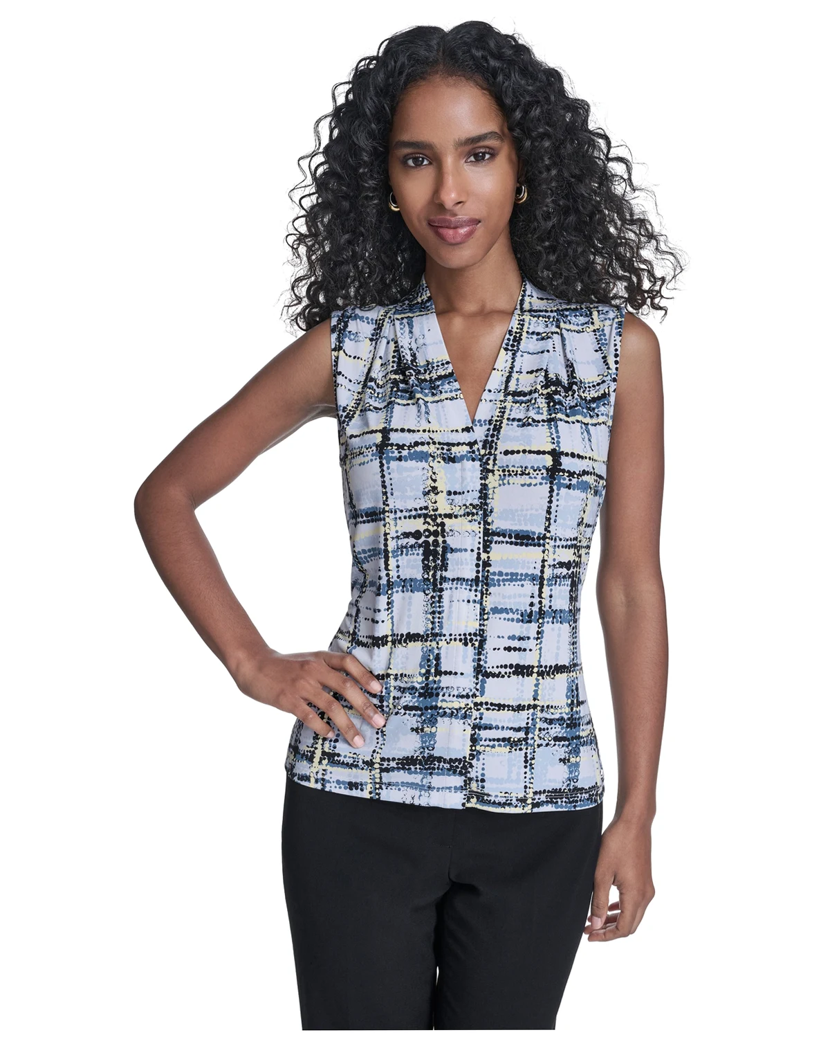 Women's Printed Sleeveless V-Neck Top